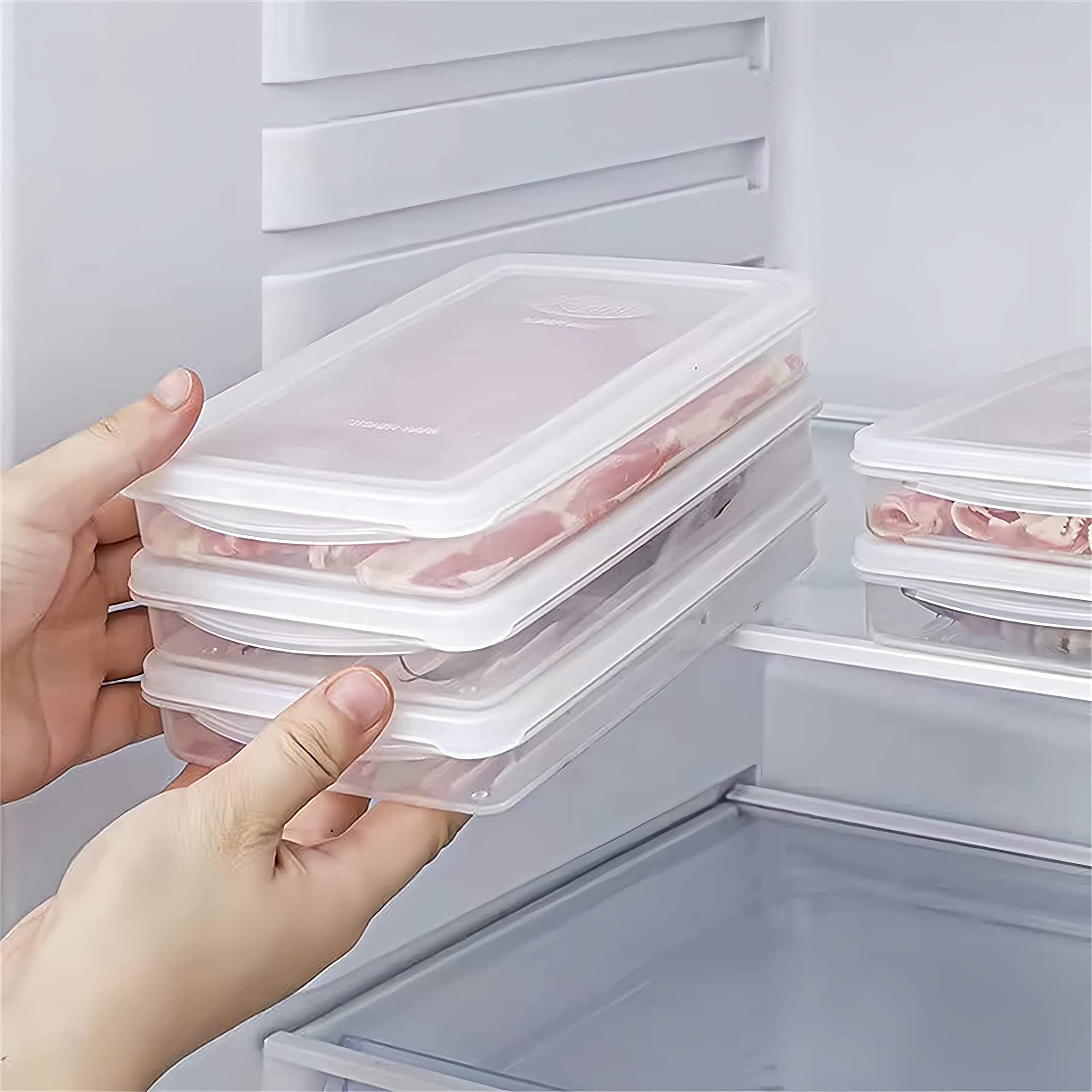 2-Pack Airtight Plastic Bacon Storage Containers with Lids - Food Saver for Cold Cuts, Cheese & Deli Meats - Refrigerator & Freezer Safe - Ideal for Meal Prep, Lunch Box & Cookie Storage