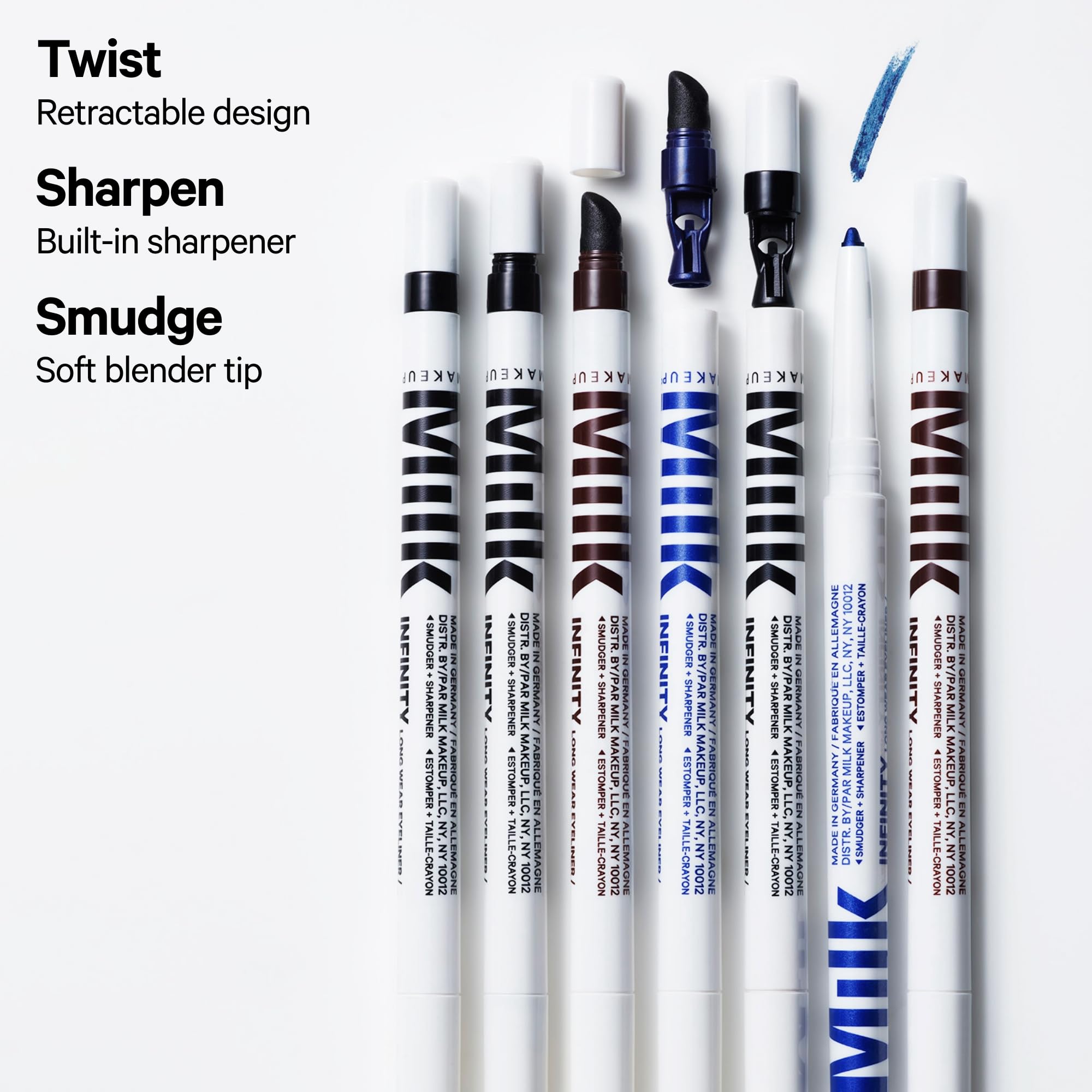 Milk Makeup Infinity Long Wear Eyeliner in Outer Space Black (0.012 fl oz) - Waterproof, Vegan & Cruelty-Free Twist-Up Eyeliner with Built-In Sharpener & Soft Blender Tip - Lasts Up to 12 Hours - Perfect for Daytime Office Look, Night Out or Special Occasions