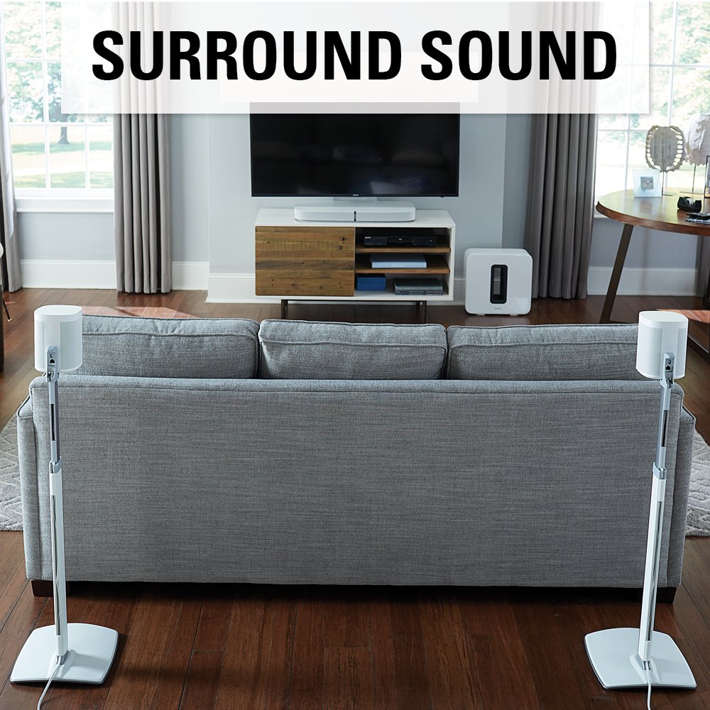Sanus Adjustable Height Wireless Speaker Stands for SONOS ONE, ONE SL, Play:1 & Play:3 - Tool-Free 16