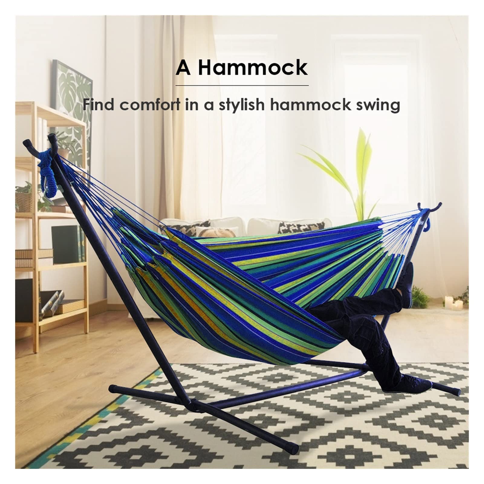 Single & Double Camping Hammock with Mosquito Net - Portable 2 Person Outdoor Hammock for Backpacking, Survival, Travel - Easy Setup Tree Swing Set for Backyard, Beach & Forest Adventures