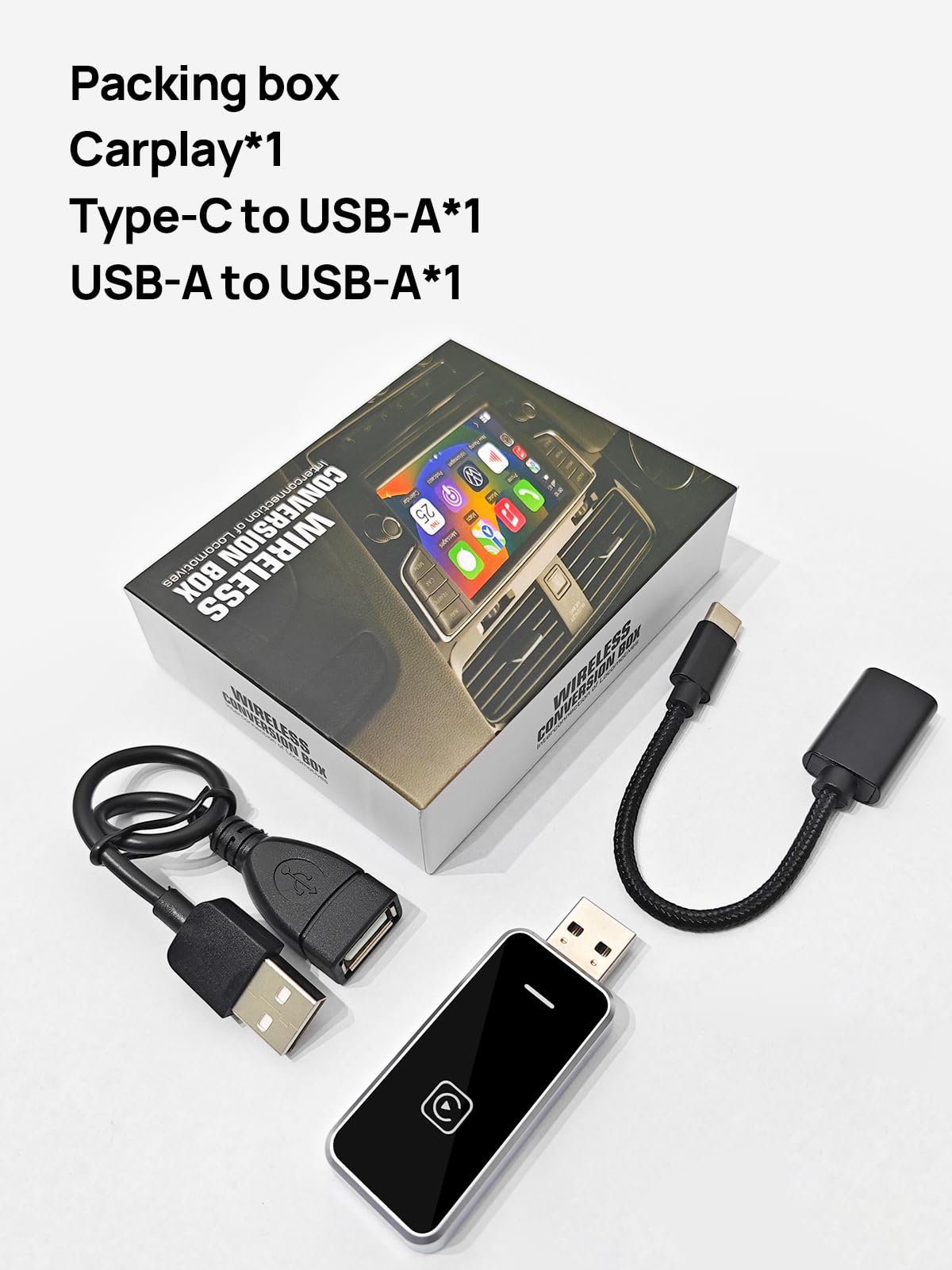 Moman Wireless CarPlay Adapter - Plug & Play CarPlay & Android Auto Converter for iPhone & Android (iOS 10+), USB-A/USB-C Compatible, Wireless CarPlay Adapter for 800+ Vehicles (2016+ Models) - Perfect for Commuting, Road Trips & Hands-Free Driving