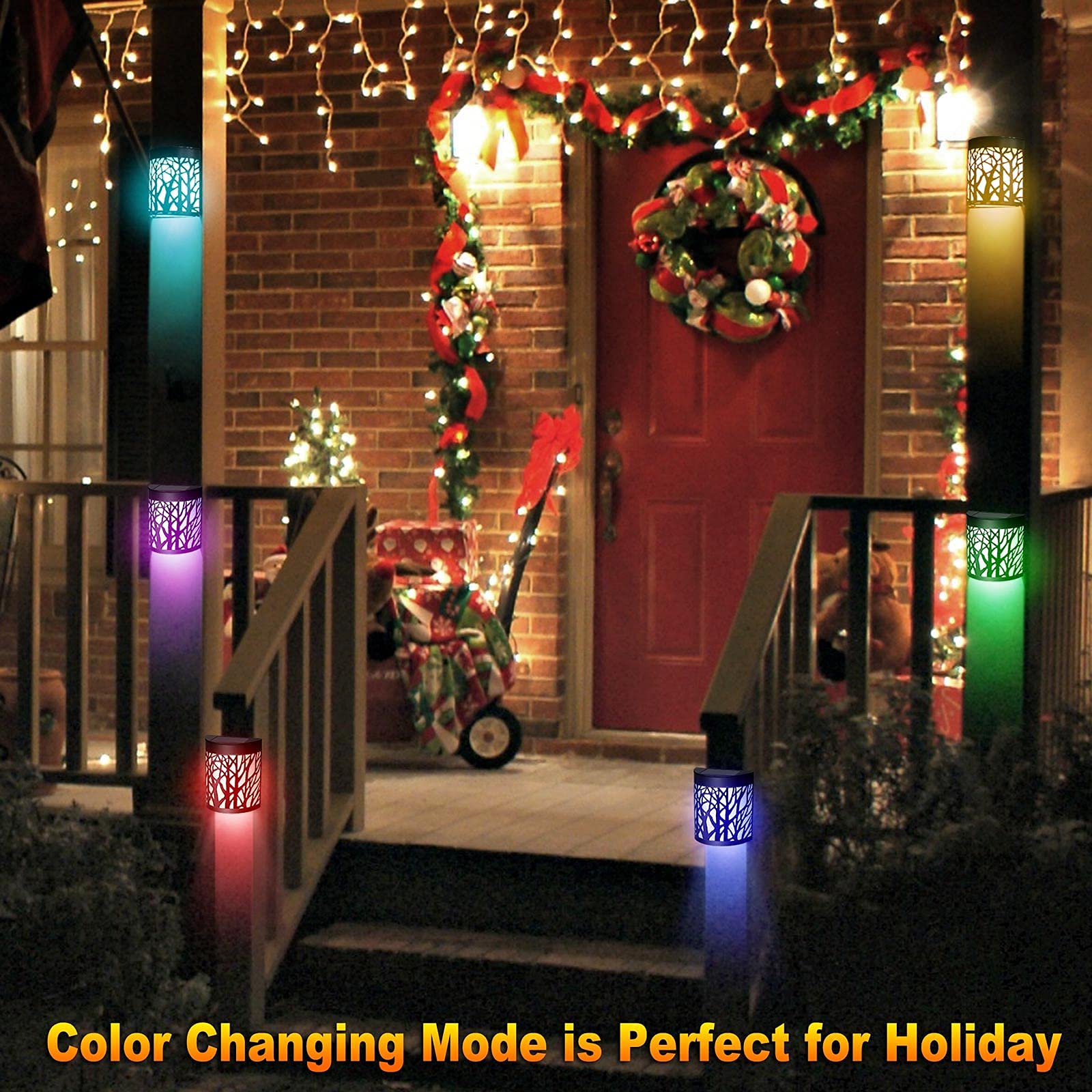 16 Pack Solar Deck Lights + 4 Pack Solar Wall Lights - Outdoor Waterproof LED Pathway Lighting for Garden, Patio, Yard & Stairs (Warm White)