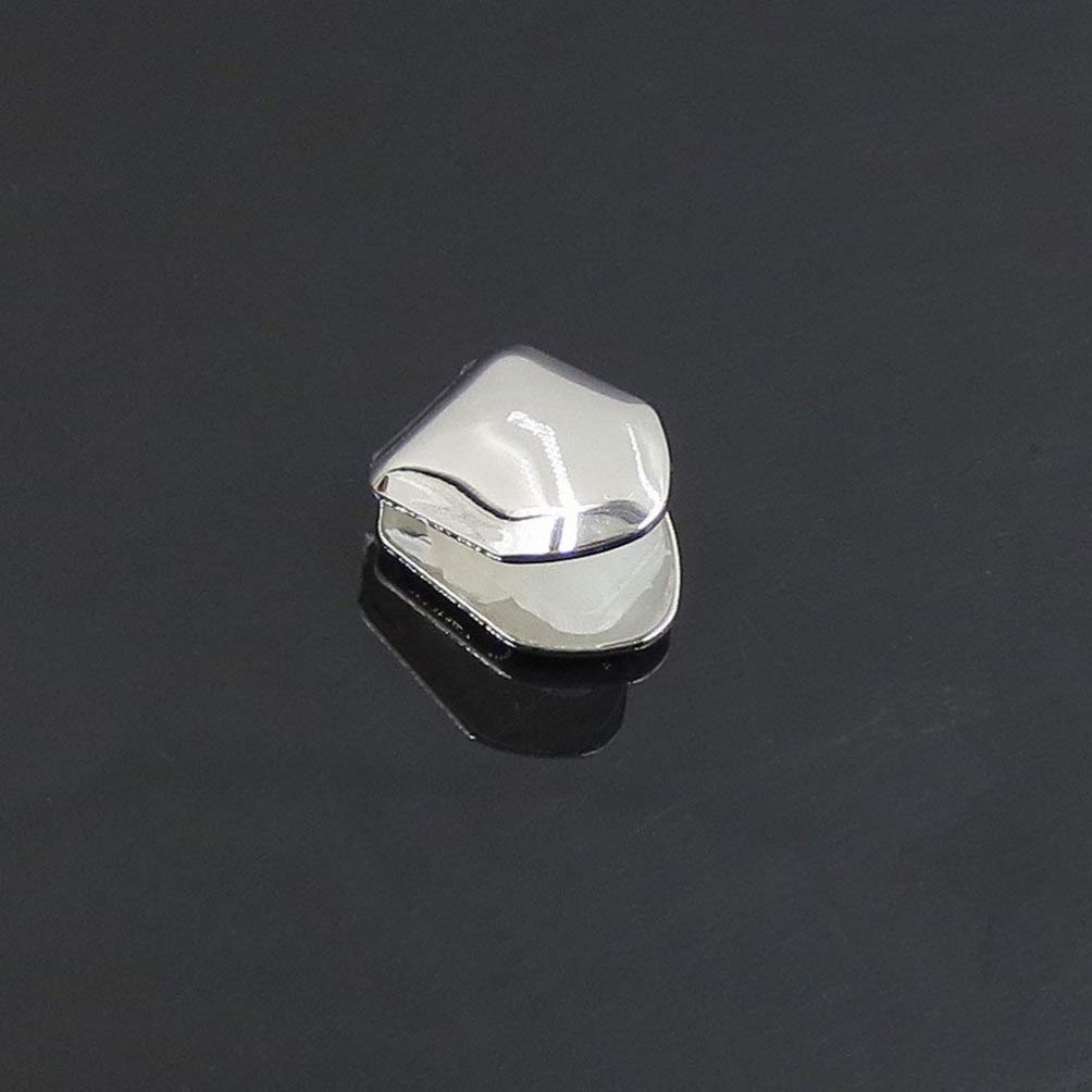 SUPVOX 2Pcs Silver Plated Small Single Tooth Cap - Hip Hop Grillz Teeth Jewelry for Men & Women - Perfect for Halloween, Costume Parties and Rap Performances