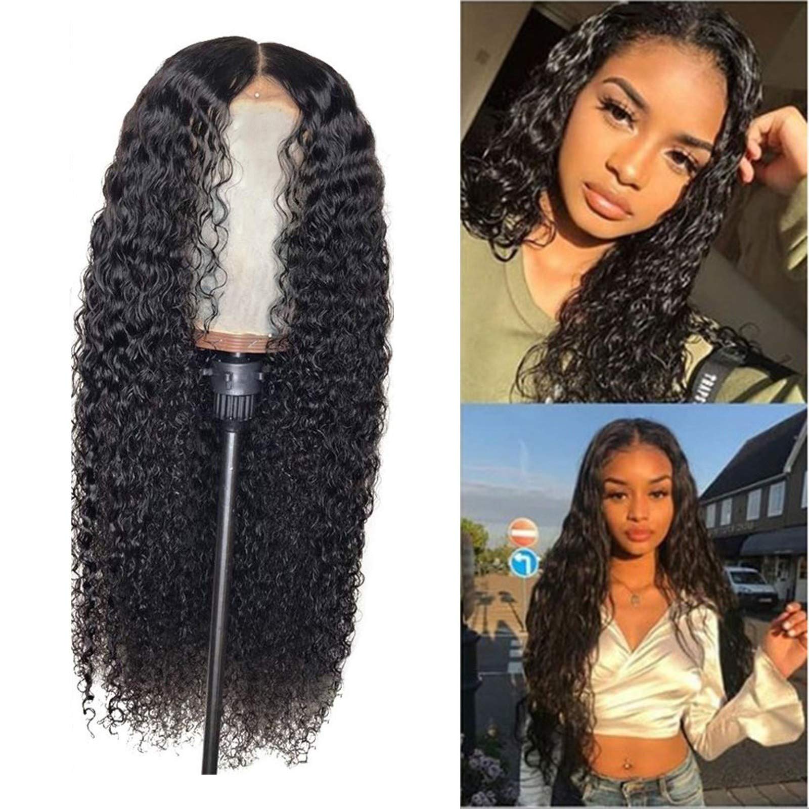 150% Density Unprocessed Brazilian Curly Human Hair Wig for Black Women - Water Wave Lace Front Glueless Wavy Lace Frontal Wig with Baby Hair & Pre-Plucked Hairline (6 Natural Colors) | Perfect for Daily Wear, Cosplay, and Special Occasions