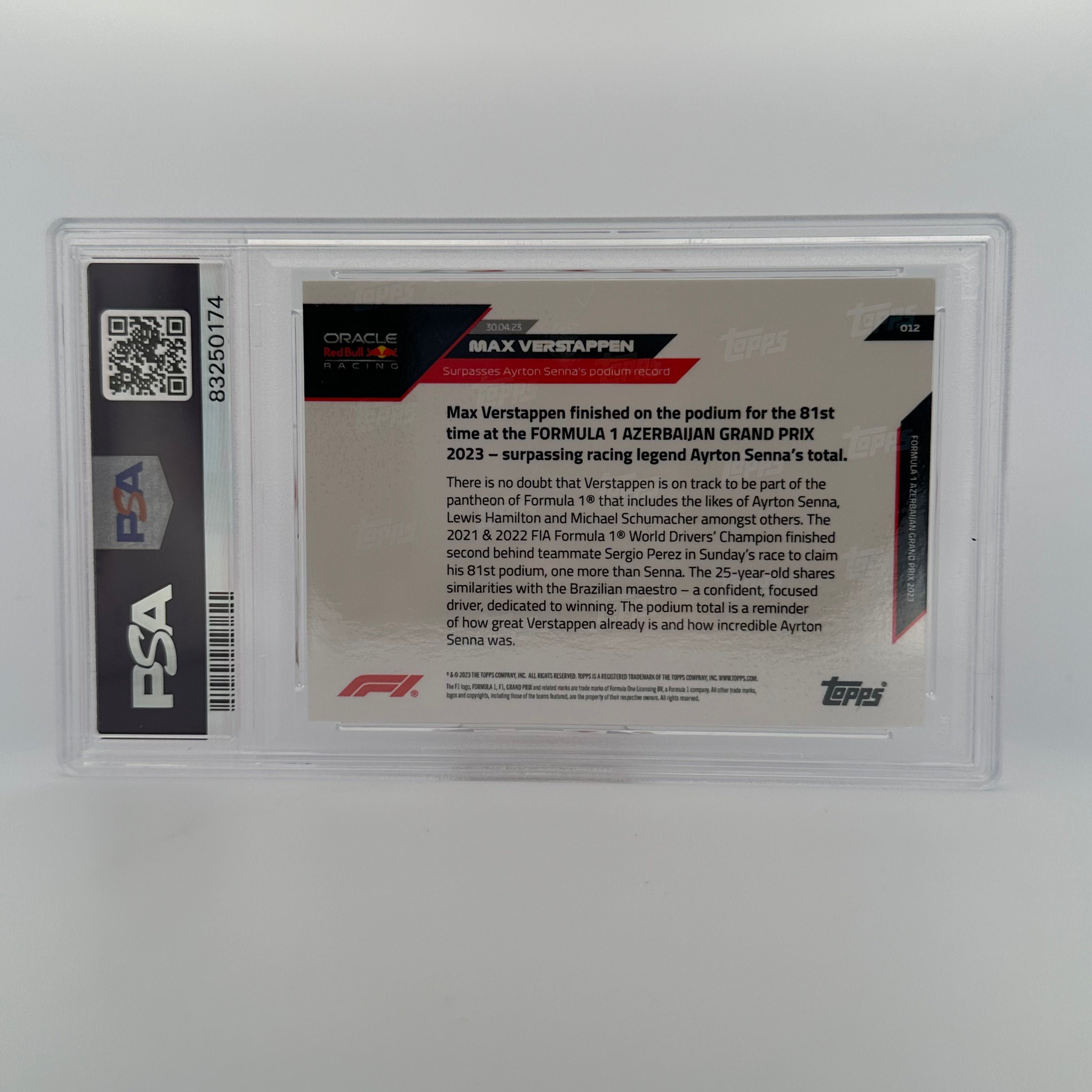 PSA 10 Graded 2005/10 Max Verstappen #12 Blue Racing Card - Perfect for Collectors, Sports Memorabilia Fans & Formula 1 Enthusiasts