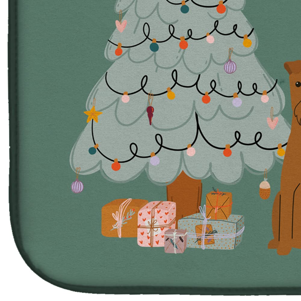 Irish Terrier Christmas Dish Drying Mat - Absorbent Kitchen Counter Pad for Holiday Decor