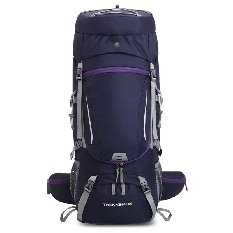 60L Waterproof Hiking Backpack - Large Outdoor Climbing Camping Trekking Mountaineering Sports Rucksack for Men & Women (Purple) - Perfect for Multi-Day Hikes, Backpacking Trips & Outdoor Adventures
