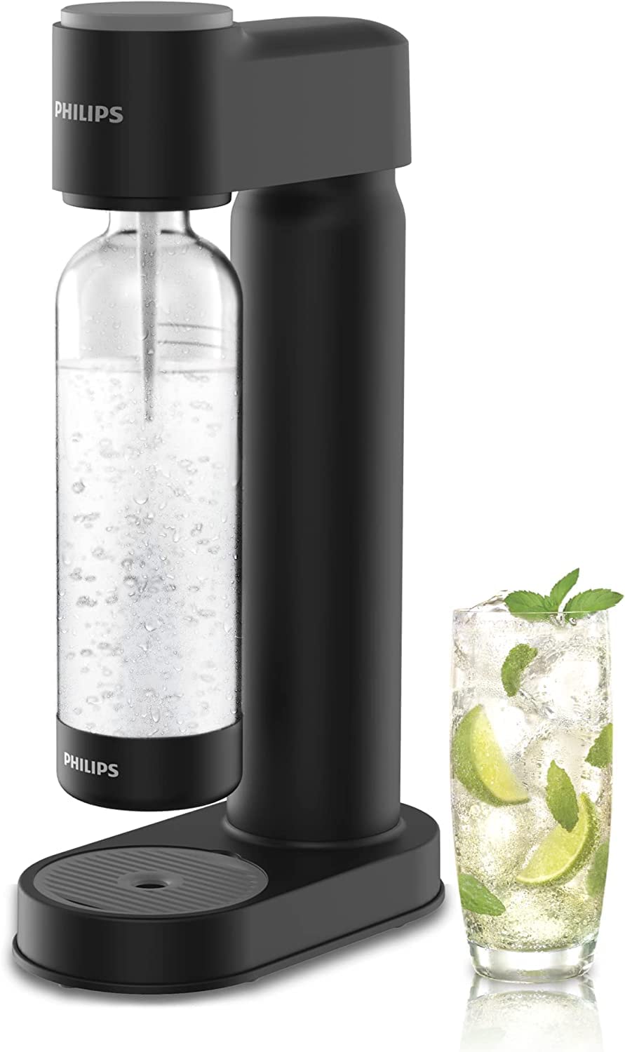 PHILIPS Sparkling Water Maker & Soda Machine with 1L Carbonating Bottle - Twin Pack Reusable PET Bottles for Homemade Carbonated Drinks | Perfect for Kitchen, Parties & Healthy Hydration
