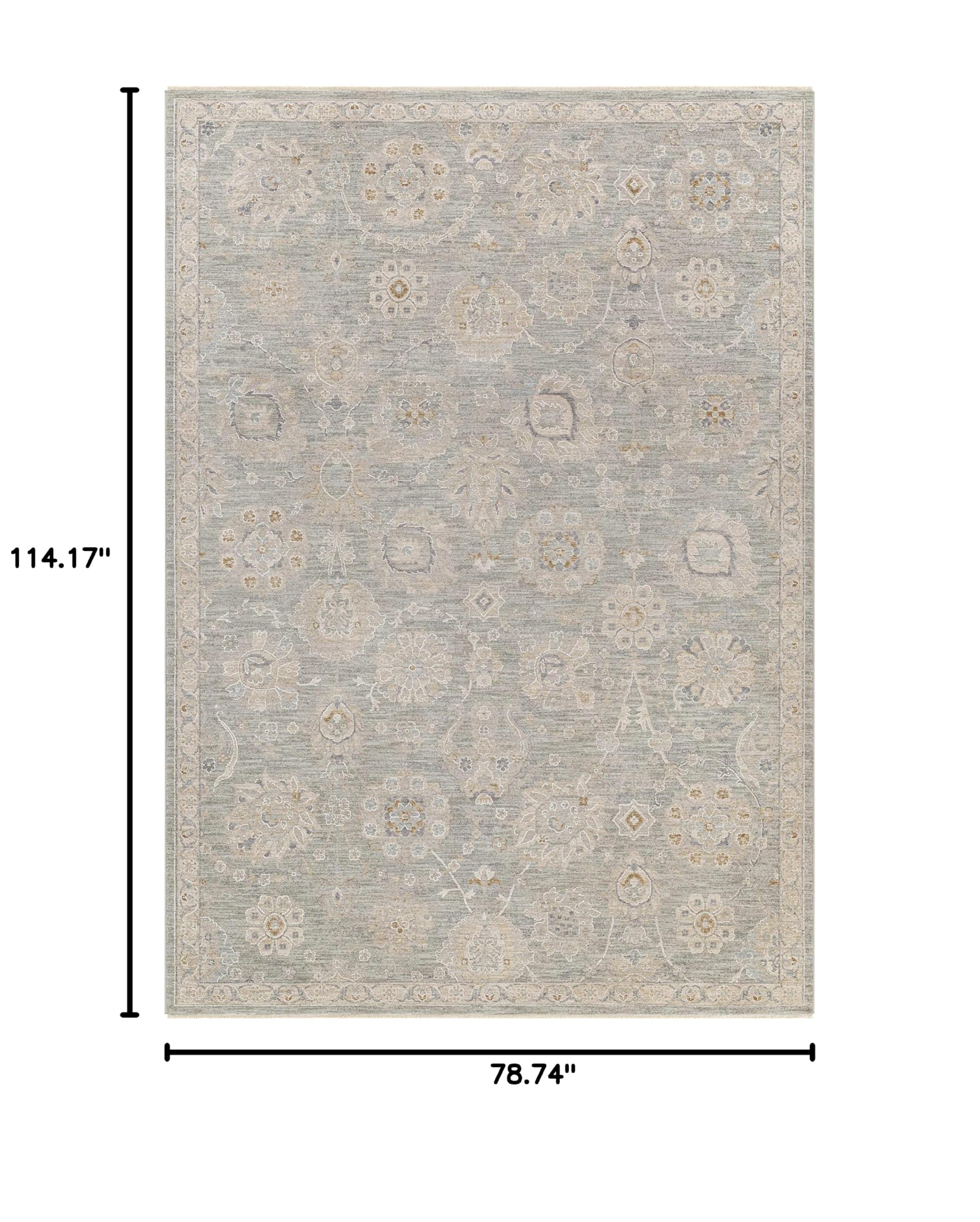 Hauteloom Wurtulla Modern Area Rug for Living Room & Bedroom - Soft Brown, Blue, Green Geometric Design - 6'7