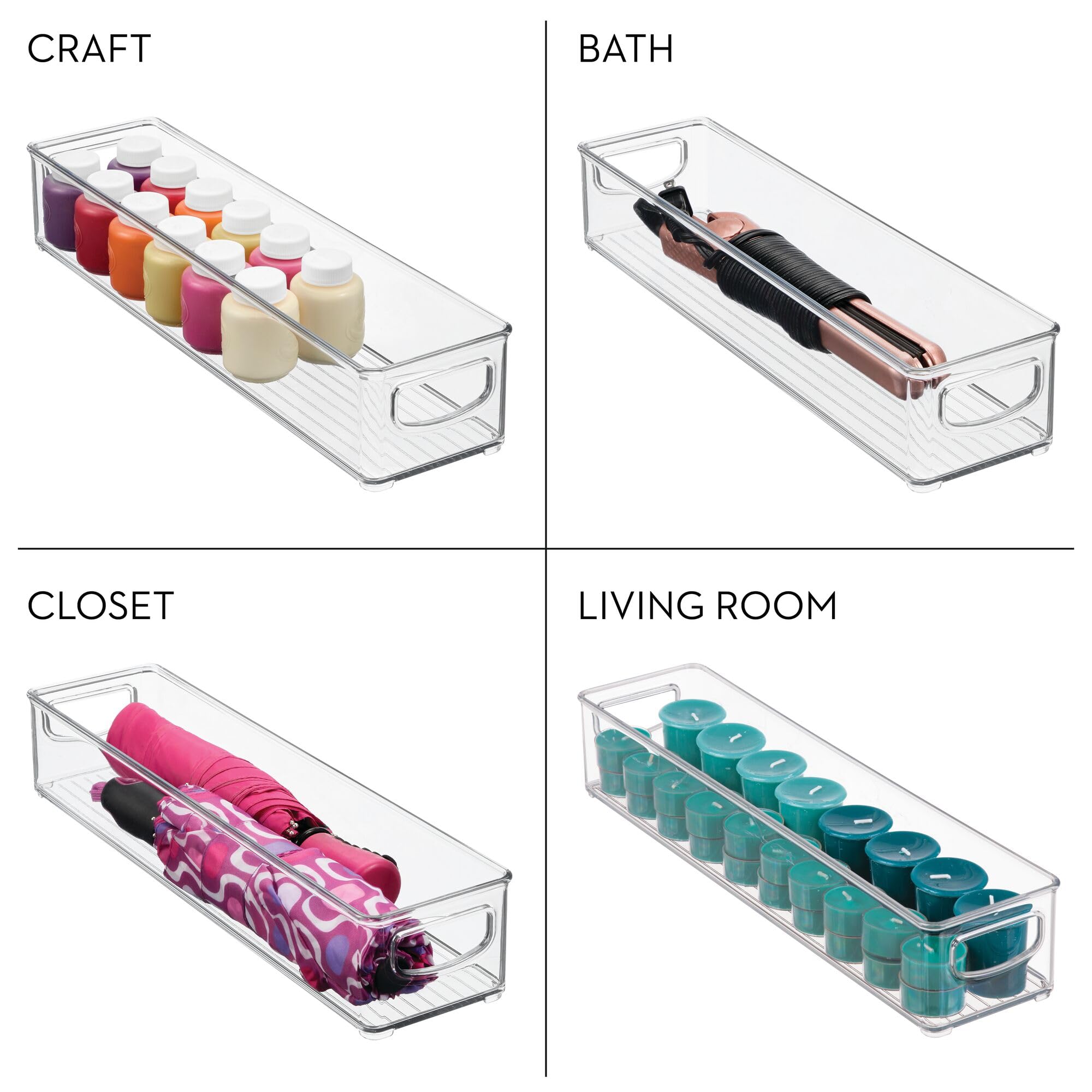 BPA-Free Plastic Pantry and Kitchen Storage Organizer Bin with Easy Grip Handles - 16