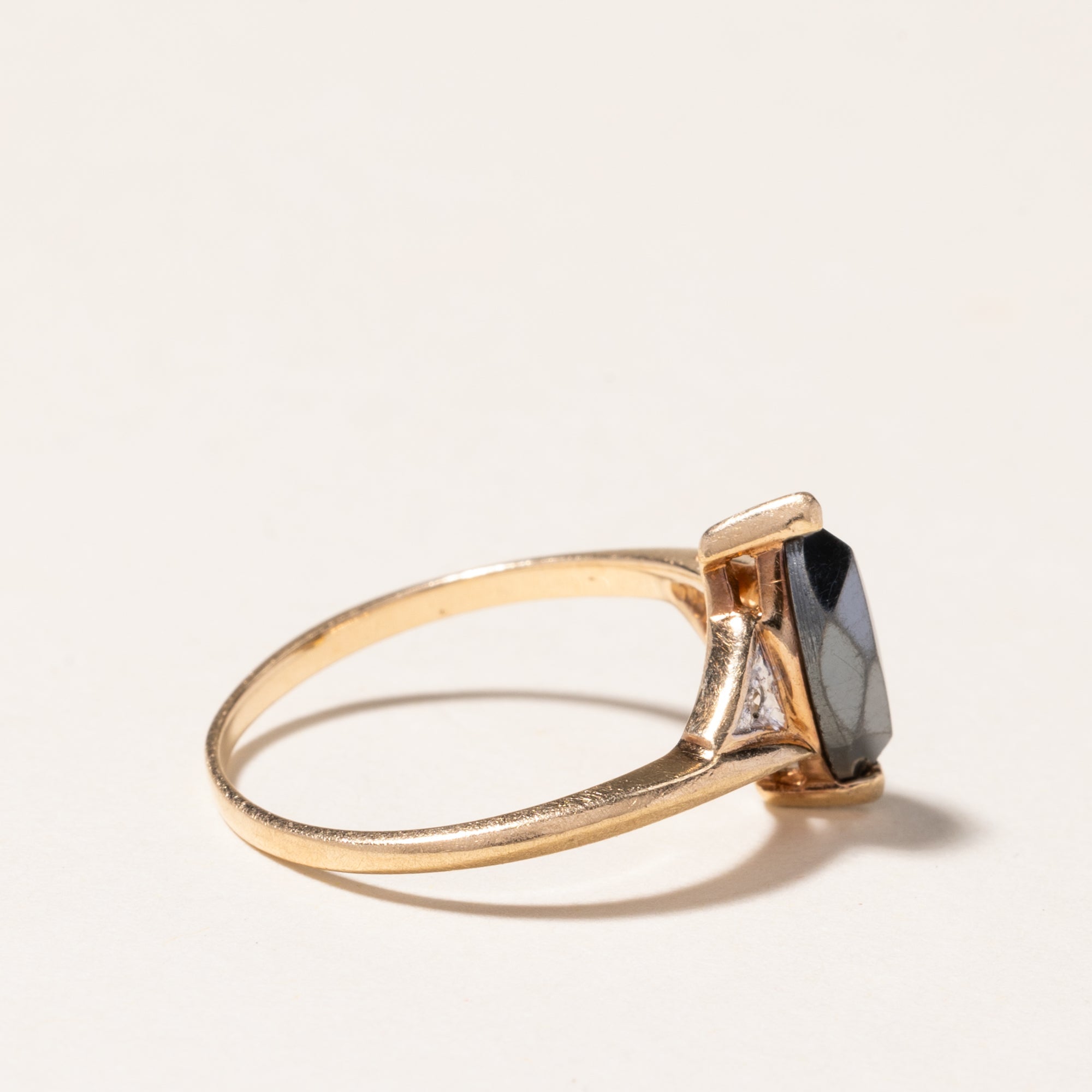 1.09ct Marquise Cut Hematite & Diamond Ring with 0.01ctw Diamonds | Size 6.25 | Elegant Jewelry for Women, Perfect for Weddings, Anniversaries & Special Occasions