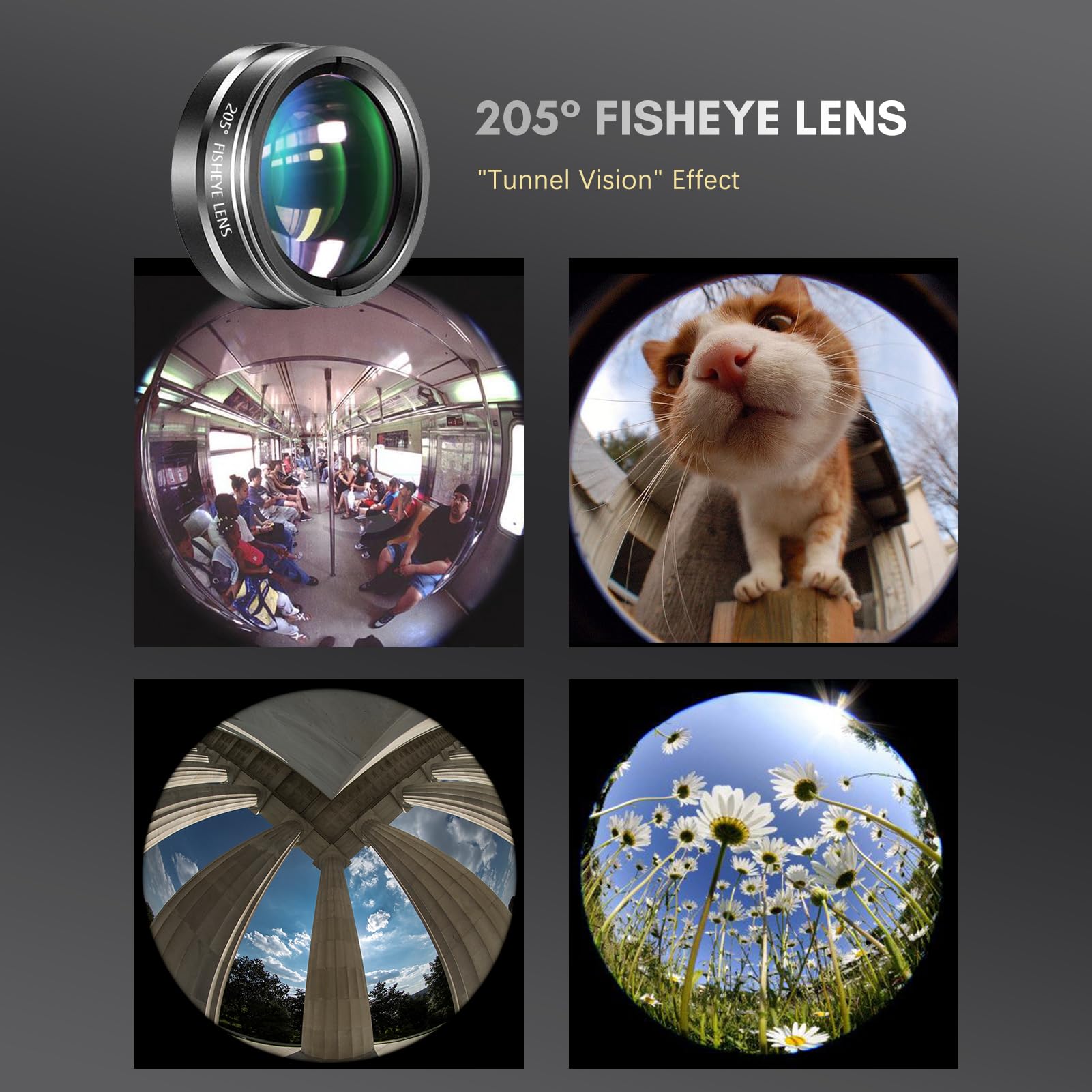 Andoer 4-in-1 Phone Lens Kit - 22X Telephoto Lens, 205° Fisheye Lens, 4K 0.67X Wide Angle Lens & 25X Macro Lens - Compatible with iPhone 15/14/13/12 - Perfect for Travel, Vlogging, Photography & Close-Up Shots