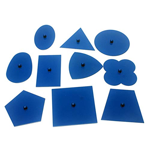 Montessori Metal Insets Set of 10 - Premium Geometric Shapes Learning Toys for Toddlers & Preschoolers | Early Childhood Education Materials | Homeschool & Classroom Teaching Tools | Blue