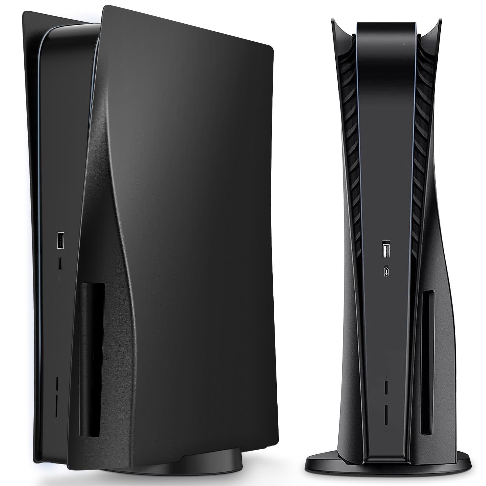 Custom Black PS5 Faceplate Cover - Hard Shell Replacement Side Plates for PlayStation 5 Disc Console | Durable Protection & Stylish Matte Finish | Perfect for Gaming Setups, Home Entertainment & Collector Displays