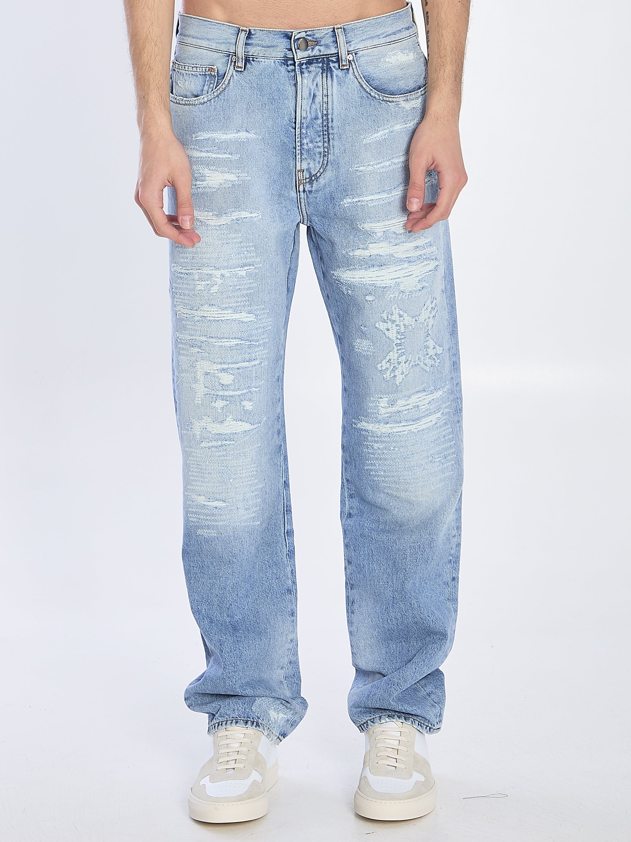 Amiri Ma Quad Repaired Jeans - Distressed Denim for Men | Vintage Style Ripped Jeans | Perfect for Streetwear & Casual Outfits