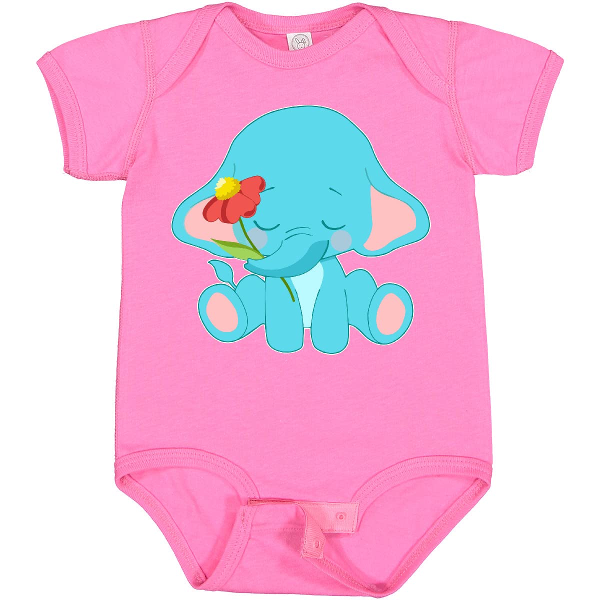 Inktastic Cute Baby Elephant with Flower Bodysuit - Soft Cotton Infant Onesie for Newborns & Toddlers - Perfect for Playdates, Baby Showers & Photo Shoots