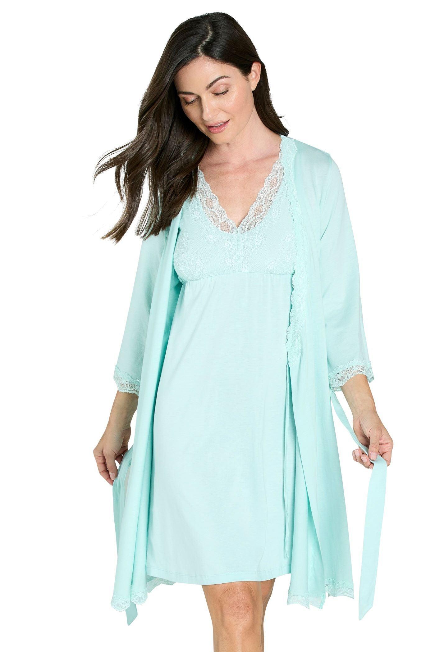 Leslie Women's 3/4 Sleeve Kimono Robe - Lightweight Bathrobe for Spa, Lounge & Home Relaxation