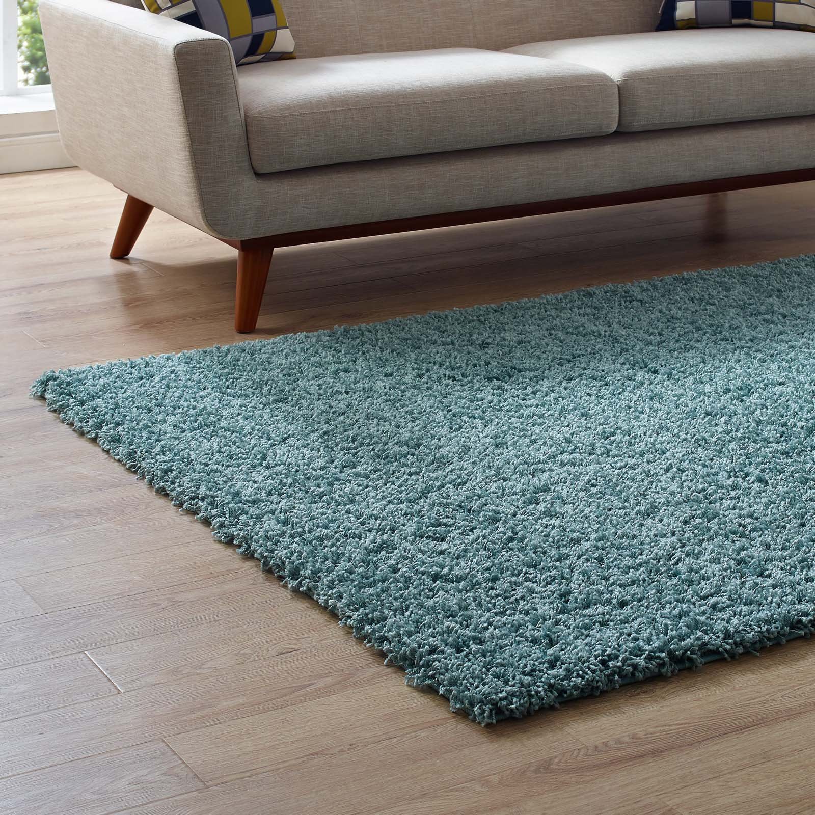 Modern Contemporary Urban Design Blue Area Rug - Non-Slip Living Room Carpet Runner for Lounge & Bedroom - Soft Fabric Floor Mat for Home Decor