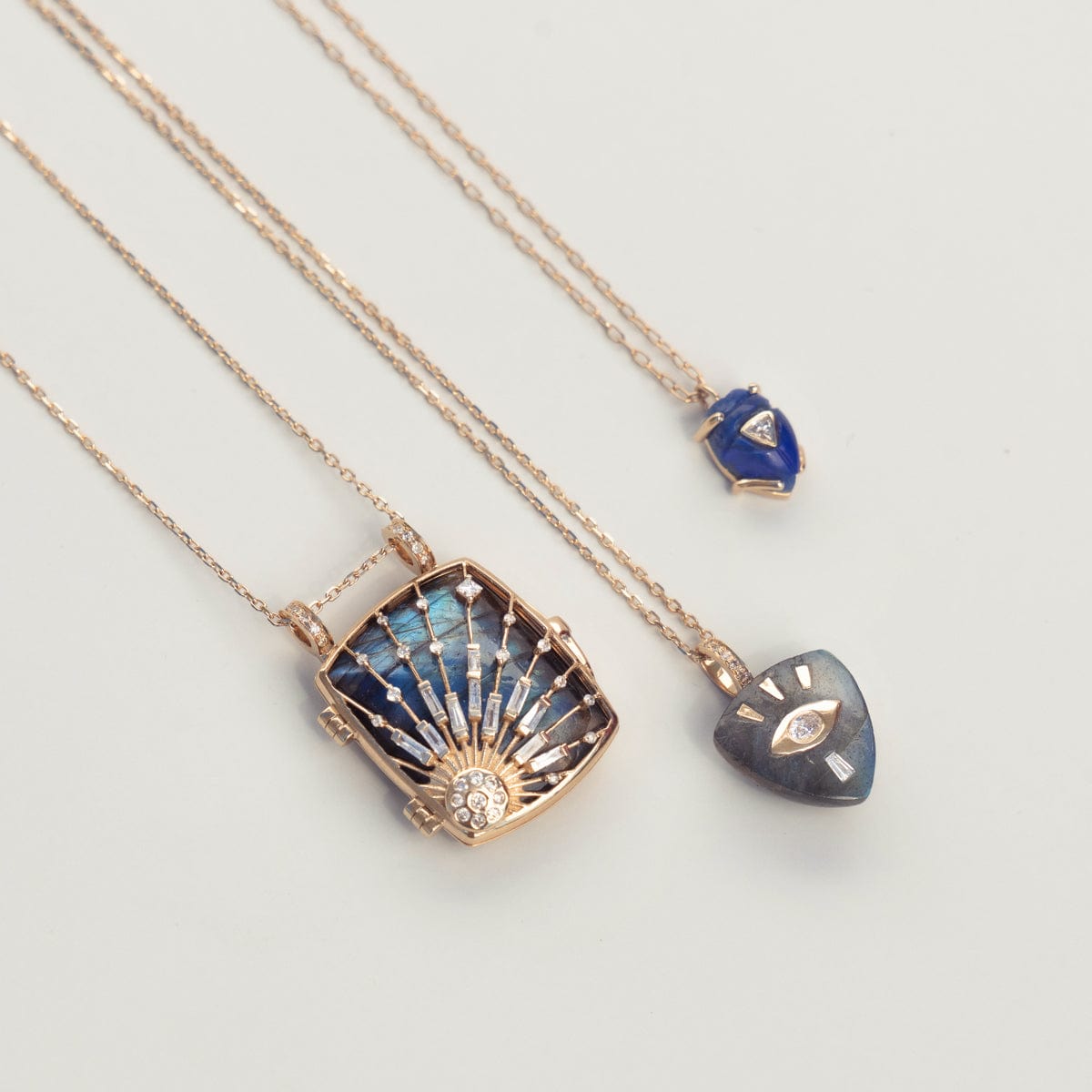 Labradorite Sun & Diamond Locket Necklace - Elegant Gemstone Jewelry for Women, Perfect for Everyday Wear, Special Occasions & Gifts