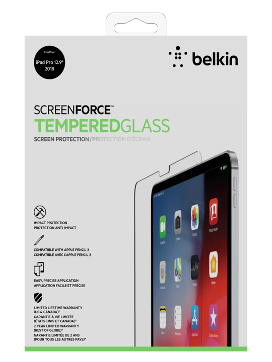 BELKIN Tempered Glass Screen Protector for iPad 12.9 Inch - Anti-Scratch, Anti-Fingerprint, HD Clear Protection for iPad Pro 12.9 (2021/2020/2018) - Perfect for Work, Study, and Entertainment