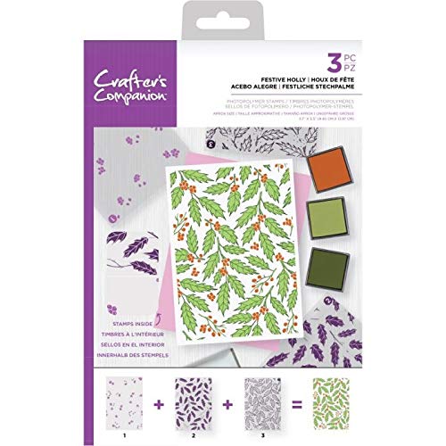 Festive Holly Clear Stamps for Card Making, Scrapbooking & DIY Crafts - CC INTERNATIONAL LLC FSTV Collection - Perfect for Holiday Greetings, Invitations & Handmade Gifts