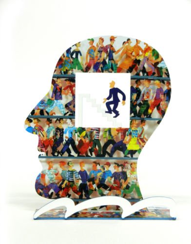 David Gerstein Sculpture 'To The Top Head' - Modern Contemporary Art Wall Decor for Living Room, Office & Gift Ideas