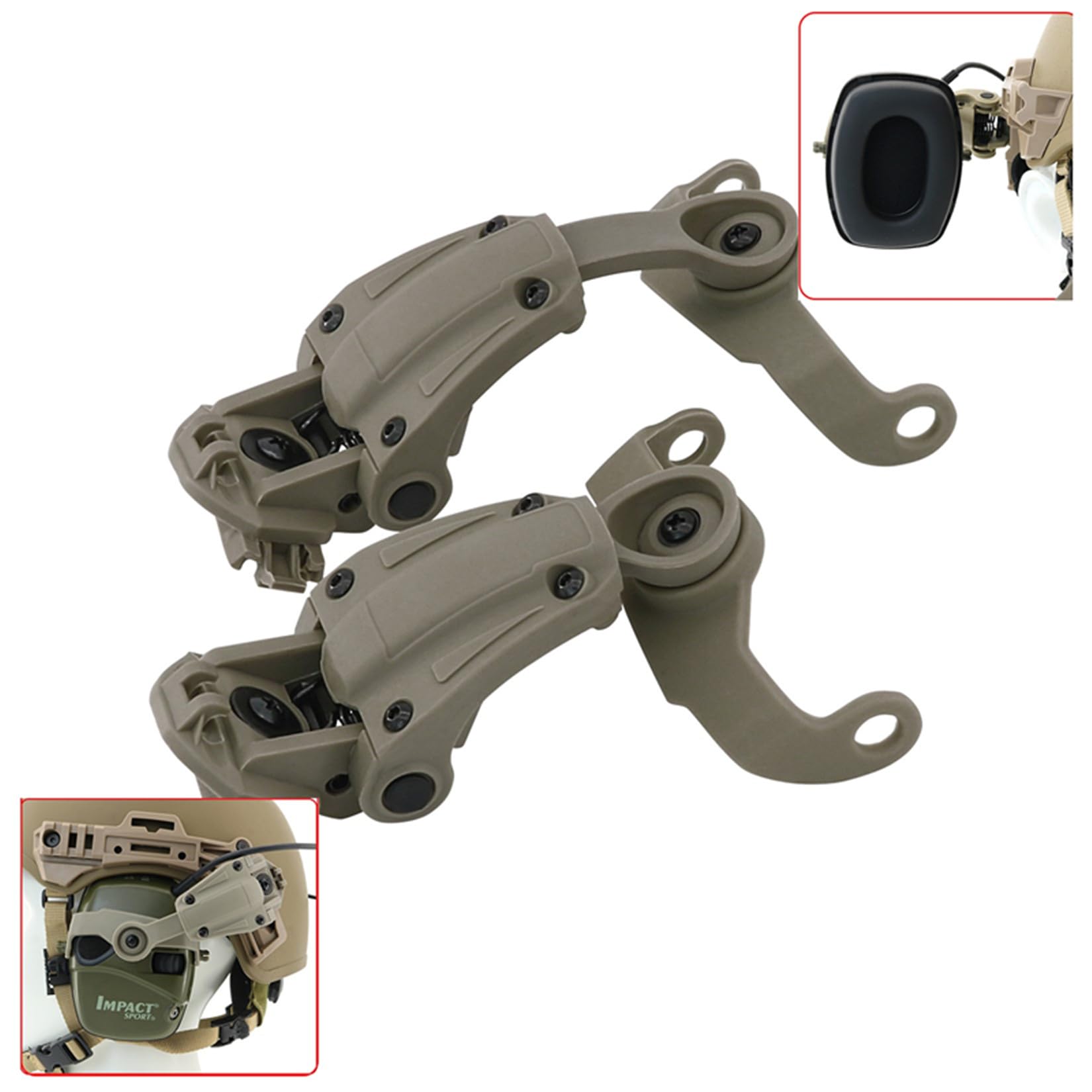 Tactical Helmet ARC Rail Adapter for Howard Leight Impact Sport Earmuffs - Compatible with Tactical Electronic Shooting Headsets - Perfect for Airsoft, Hunting & Range Shooting