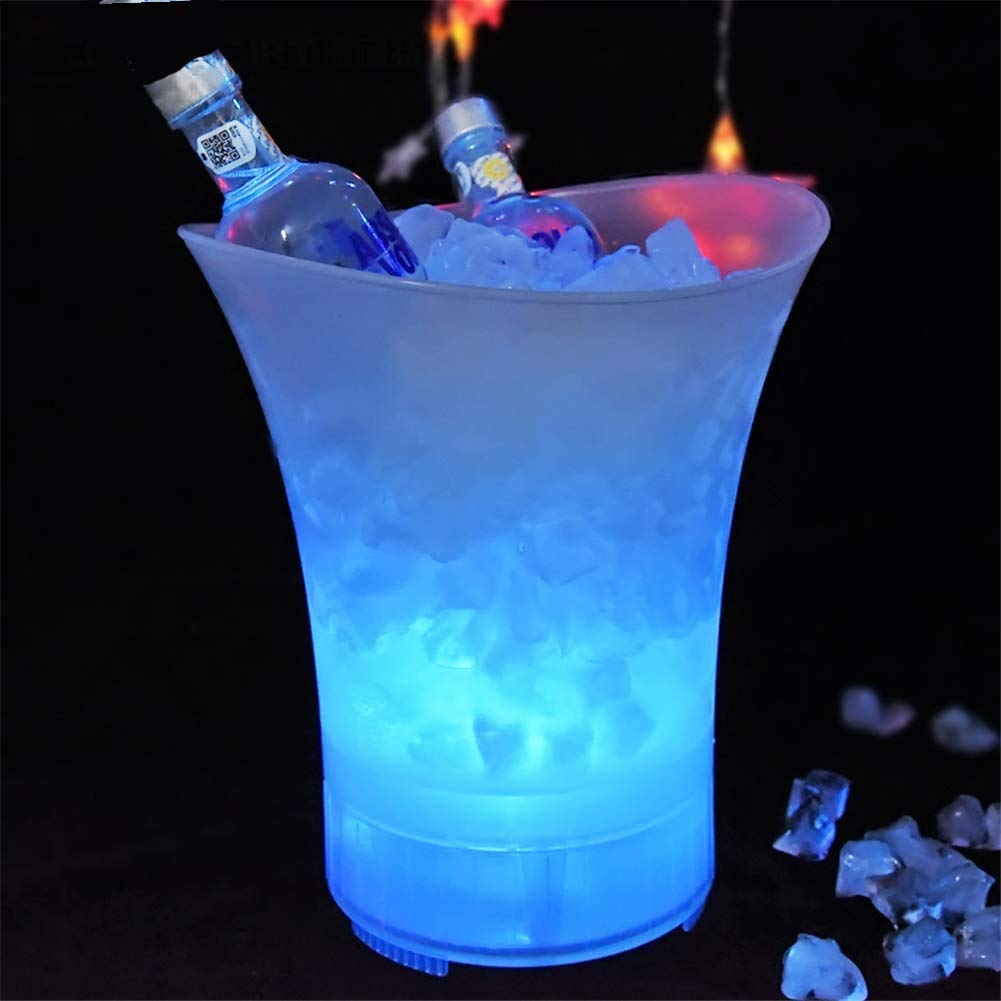 ESGT 5L Large Capacity LED Ice Bucket - Color Changing Double Layer Square Cooler for Beer, Wine & Drinks | Perfect for Party, Home, Bar & Outdoor Gatherings