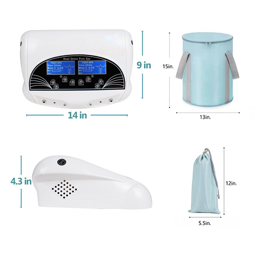 Dual Ionic Detox Foot Spa Machine with LCD Display - Negative Hydrogen Detox System, Includes Black Aluminum Case & 2 Foot Soaking Buckets | Perfect for Home Relaxation, Spa Treatments, and Detox Therapy