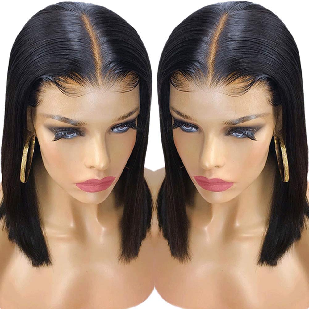 13x6 Lace Front Wig Human Hair Brazilian 9A Grade - Glueless Short Bob Wigs for Black Women with Baby Hair, Pre-Plucked, Silky Straight, 130% Density (10 Inch) - Perfect for Daily Wear, Parties, and Special Occasions