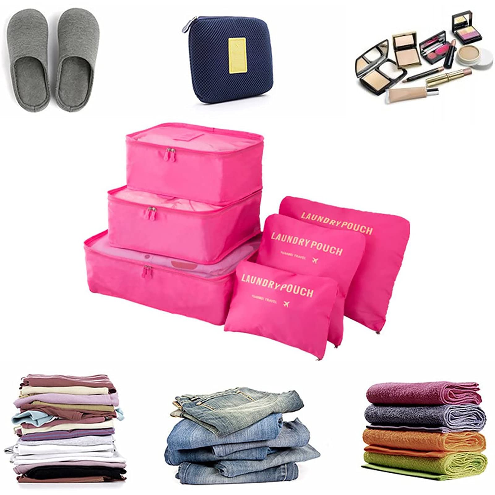 6-Pack Waterproof Travel Clothes Organizer Bags - Luggage Storage Compression Pouches for Suitcase Packing | Perfect for Business Trips, Vacations & Weekend Getaways