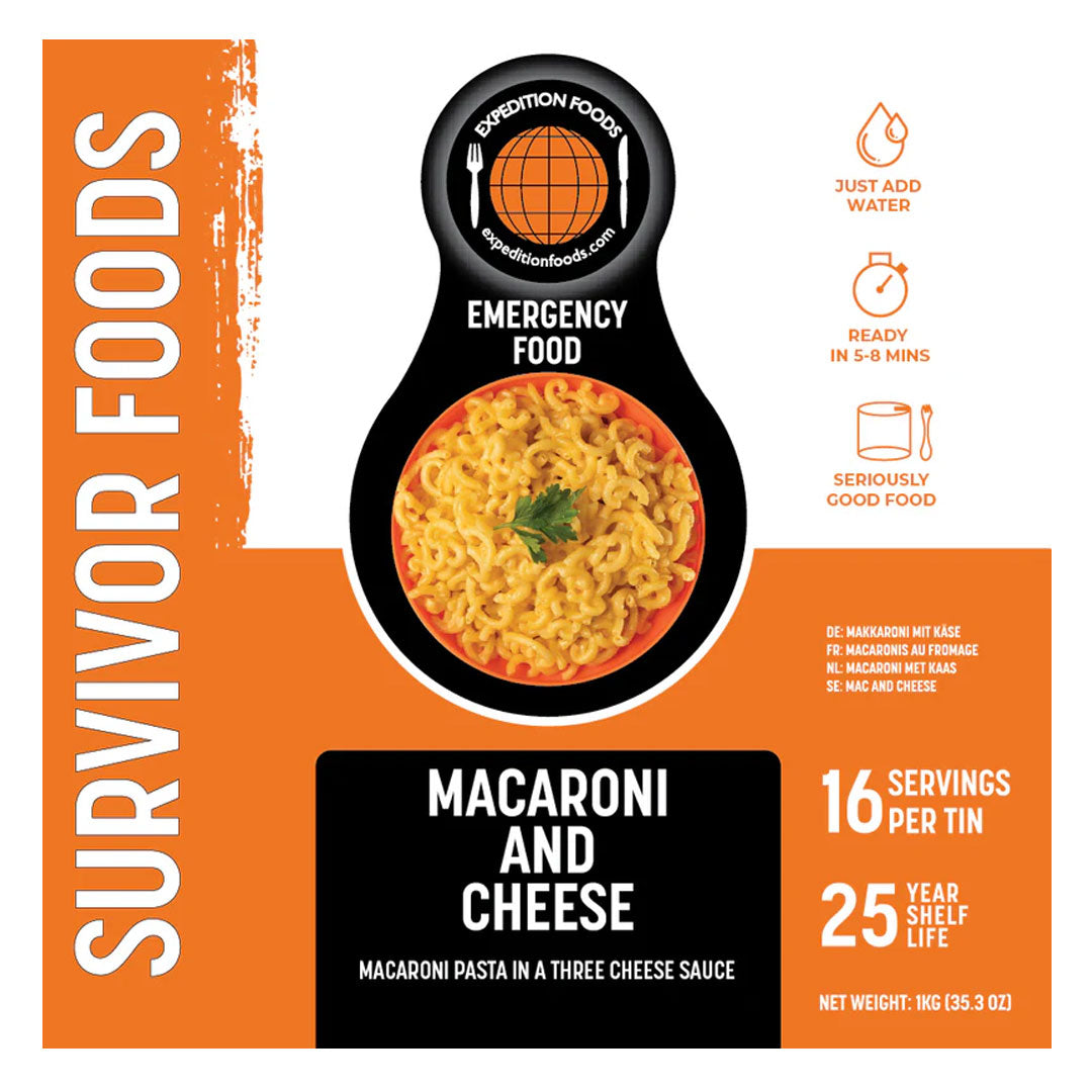 Expedition Foods Survivor Freeze Dried Macaroni Cheese (Vegetarian) - Lightweight Camping Meal, Emergency Food Supply & Outdoor Adventure Essentials