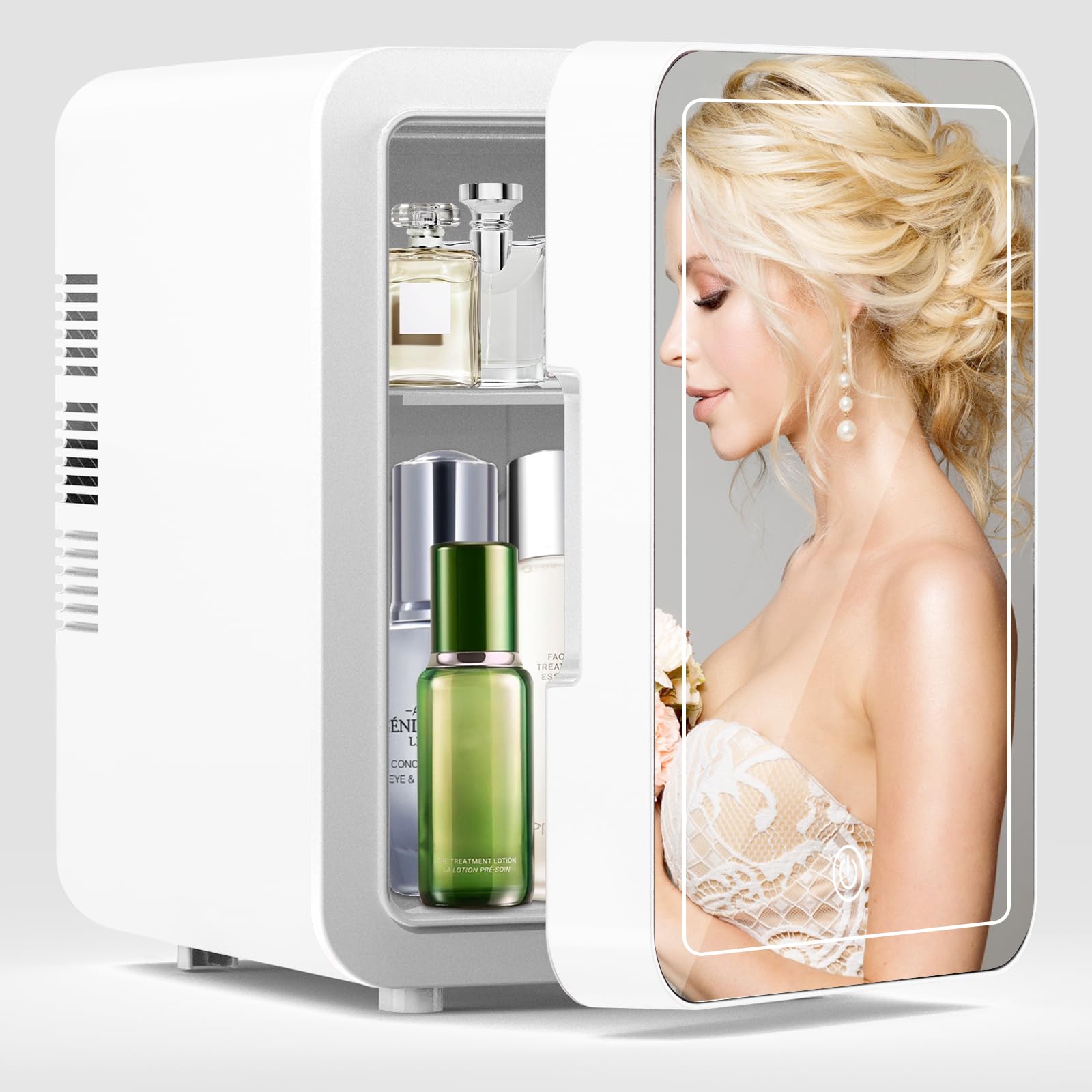 Mini Skincare Fridge with LED Mirror - 4L Portable Cooler & Warmer for Cosmetics, Food | Bedroom, Dorm, Car Use
