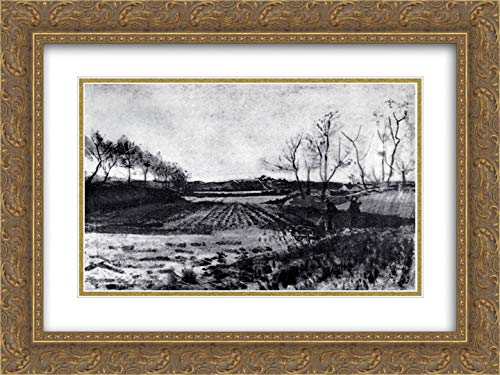 Vincent van Gogh Potato Field Behind The Dunes 24x18 Inch Gold Ornate Framed Art Print - Double Matted Museum Quality Wall Decor for Living Room, Bedroom & Office