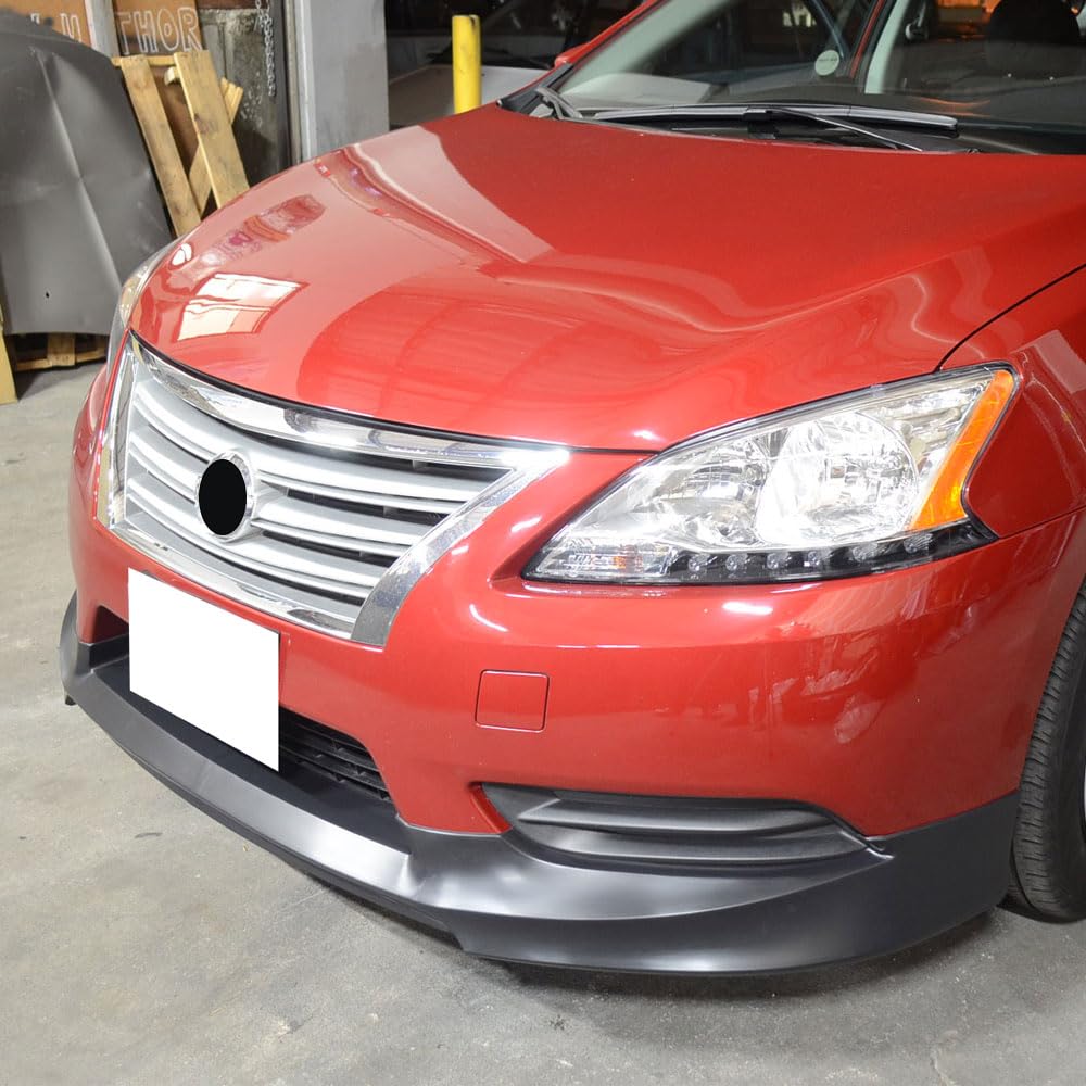 IKON MOTORSPORTS Black PP Front Bumper Lip Spoiler for 2013-2017 Nissan Sentra | Factory Style Under Chin Finisher | Enhances Aerodynamics & Sporty Look | Perfect for Car Enthusiasts & Street Racing