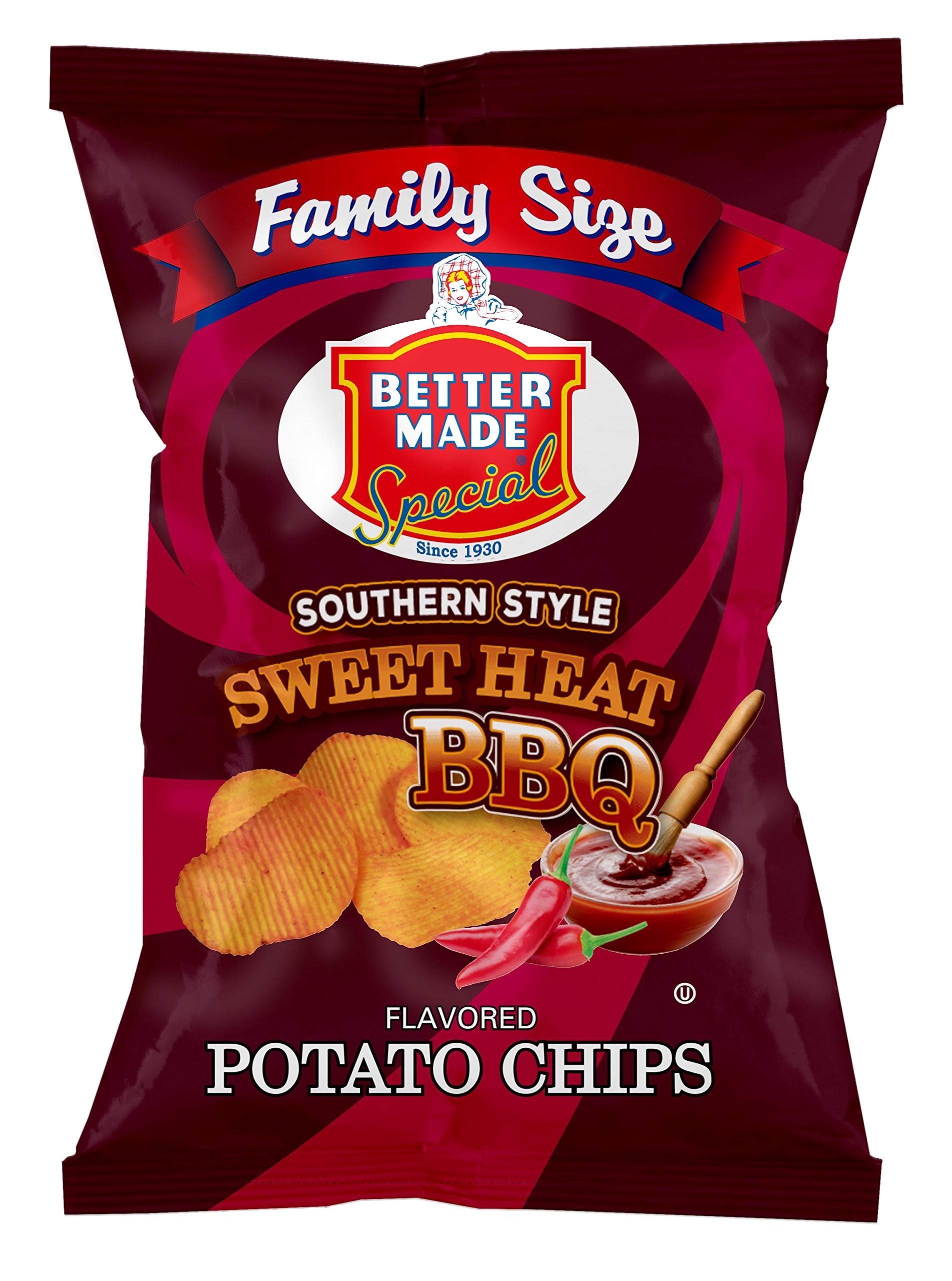Better Made Special Family Size Potato Chips - 8 Pack (8 x 8.5 oz Bags) | Sweet Heat BBQ Flavor | Crispy, Crunchy, Gluten-Free Snacks Made from Fresh Potatoes | Perfect for Parties, Lunches, and Family Gatherings