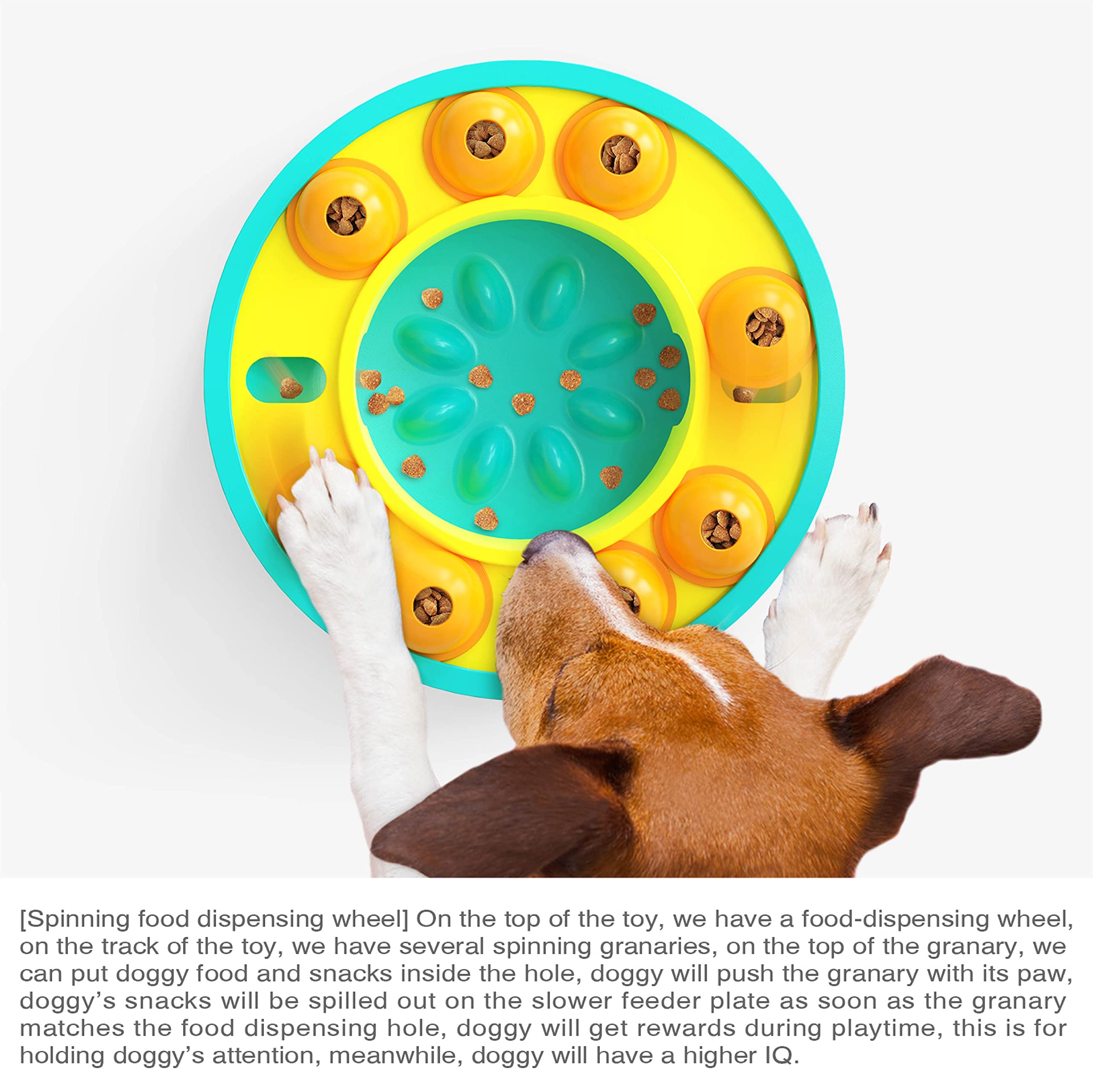 Interactive Dog Puzzle Toy for Smart Dogs - Slow Feeder & Treat Dispenser, Mental Stimulation & Boredom Relief - Turquoise - Perfect for Training, Enrichment & Mealtime Fun