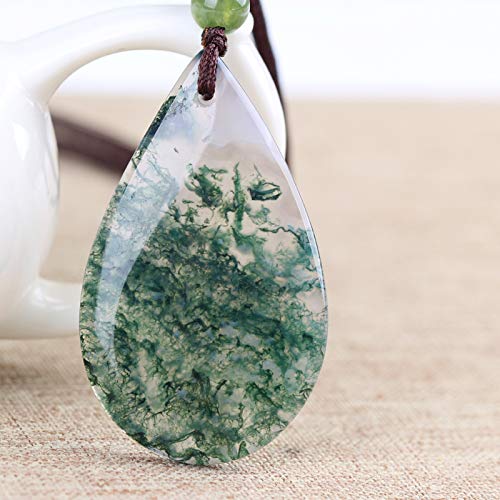 Hand Carved Water Chalcedony Jade Pendant Necklace - Natural Gemstone Lucky Blessing Jewelry for Women - Perfect for Meditation, Spiritual Healing & Everyday Elegance