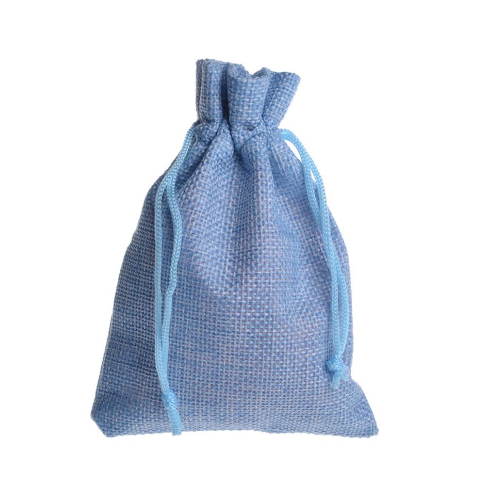 30 Pack Light Blue Burlap Drawstring Bags 4x5.5 Inch - Natural Jute Gift Pouches for Wedding Favors, Jewelry Packaging, Party Decor & DIY Crafts - Eco-Friendly Small Favor Bags for Bridal Shower, Baby Shower & Handmade Gifts