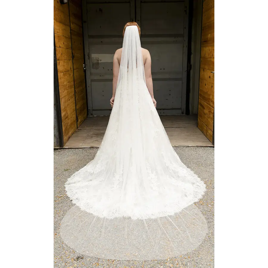 Elegant Bridal Veil V2294C - Lace Wedding Veil for Bride | Perfect for Church Ceremony, Outdoor Weddings & Photo Shoots
