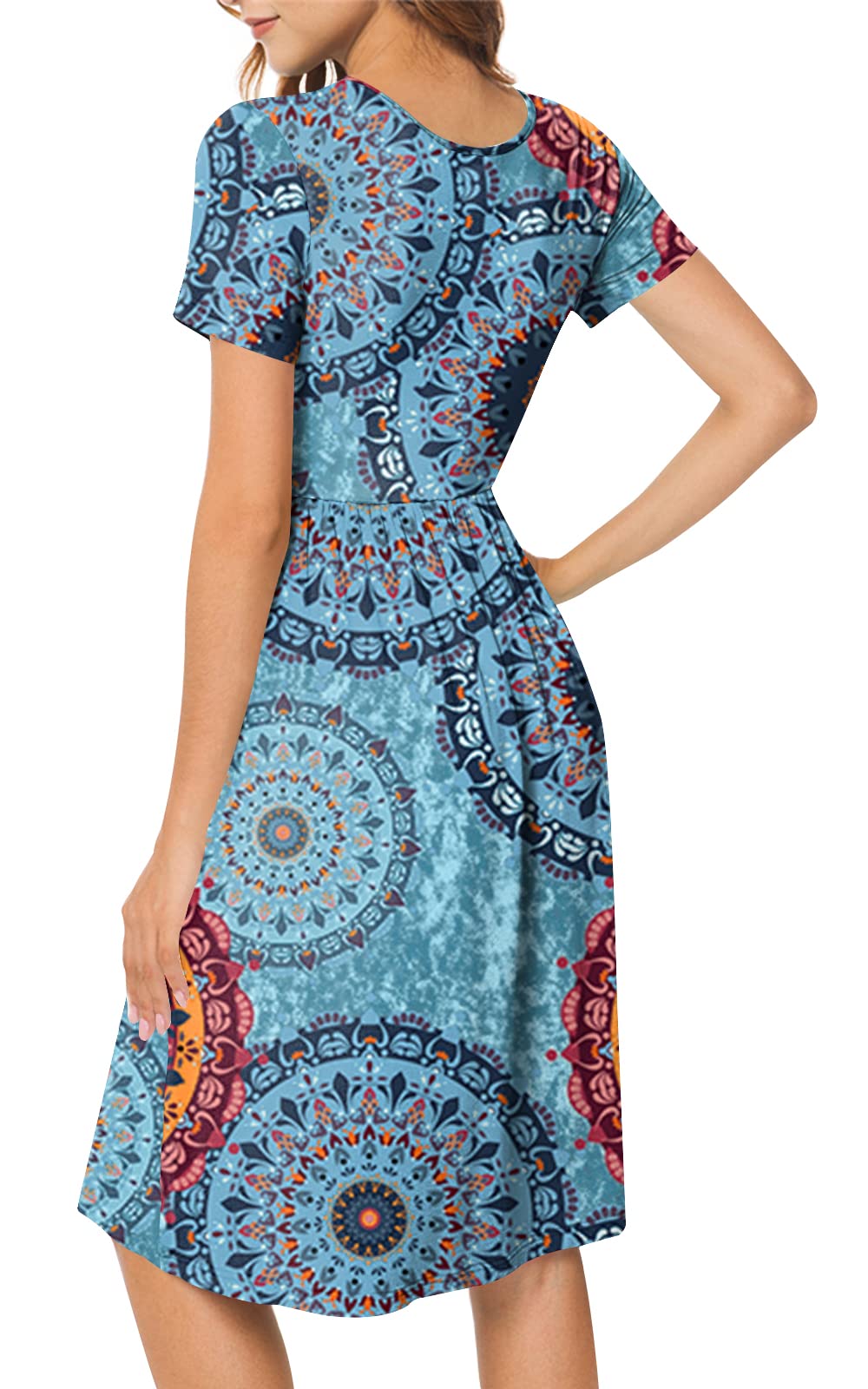 DB MOON Women's Plus Size Summer Casual Dress 2025 - V-Neck Short Sleeve Knee-Length Dress with Pockets (XL) | Perfect for Beach, Vacation & Everyday Wear