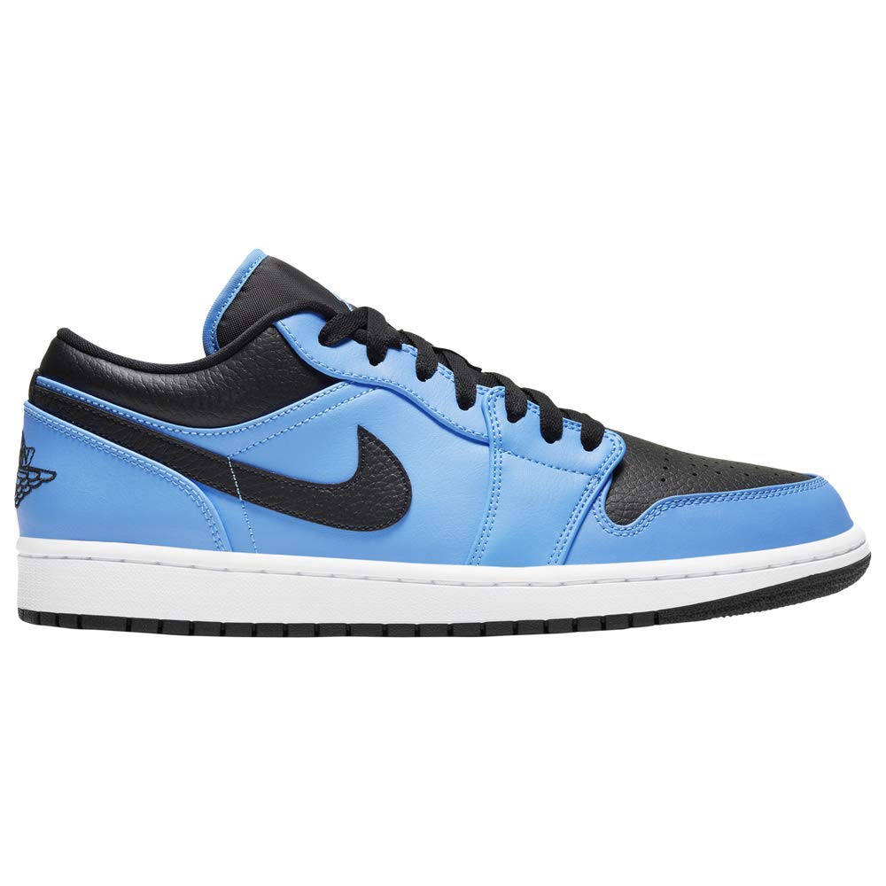 Men's Air Jordan 1 Low Sneakers - University Blue/Black Colorway - Size 9.5 - Retro Basketball Shoes for Casual Wear & Street Style