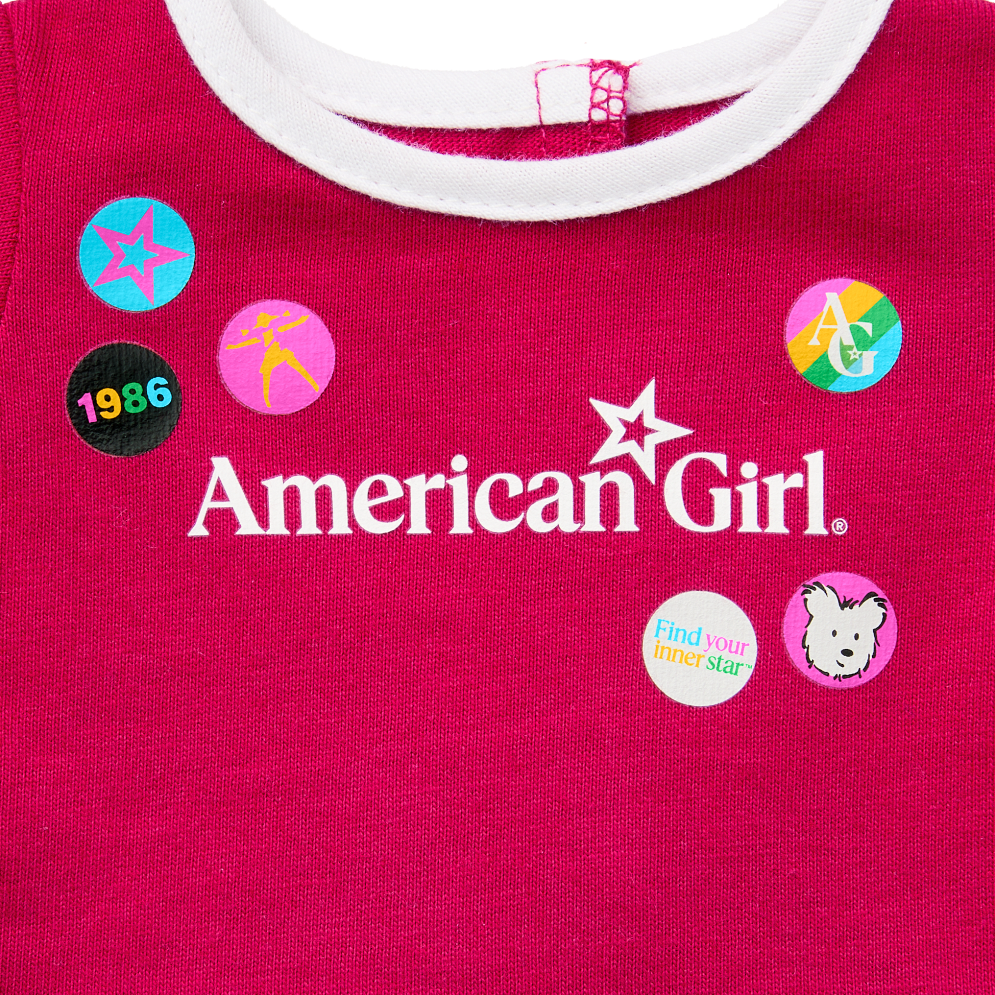 Matching AG™ Grin Pins Ringer Tee Set for Girls & 18 Inch Dolls - Cute Outfits for Playdates, Parties & Doll Dress-Up Fun