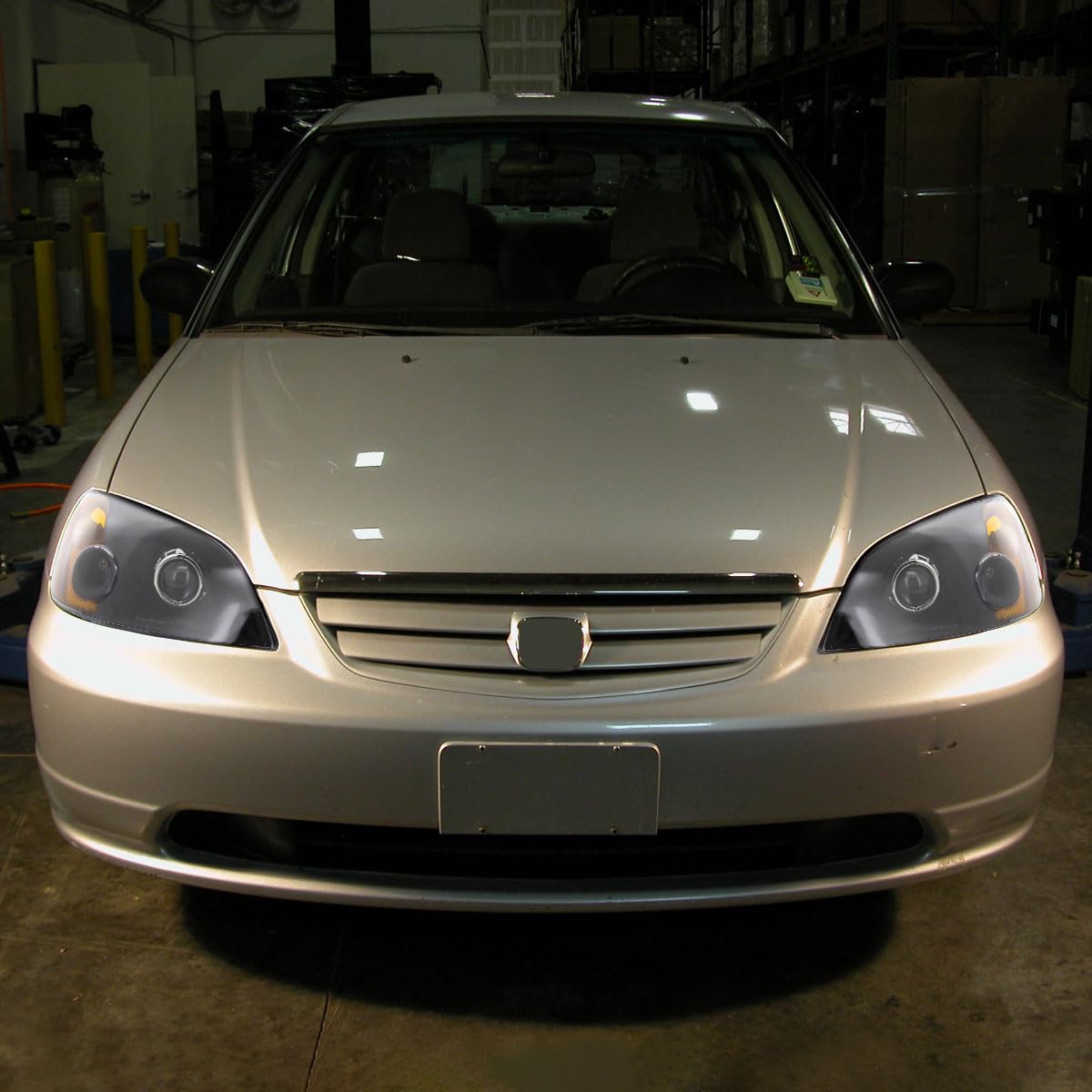 2001-2003 Honda Civic 2/4 Door Black Retrofit Projector Headlights - High Performance LED Lights for Night Driving & Car Upgrades