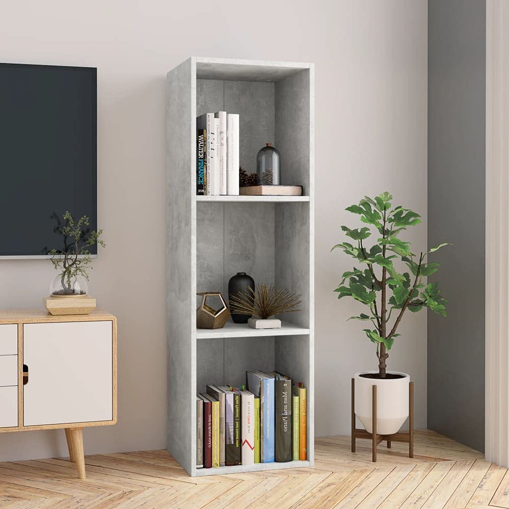 Modern 3-Tier Bookcase & TV Stand - Multifunctional Storage Cabinet for Books, Decor & Media - 14.2x11.8x44.9 Inch Chipboard Shelf - Perfect for Living Room, Bedroom & Home Office Organization