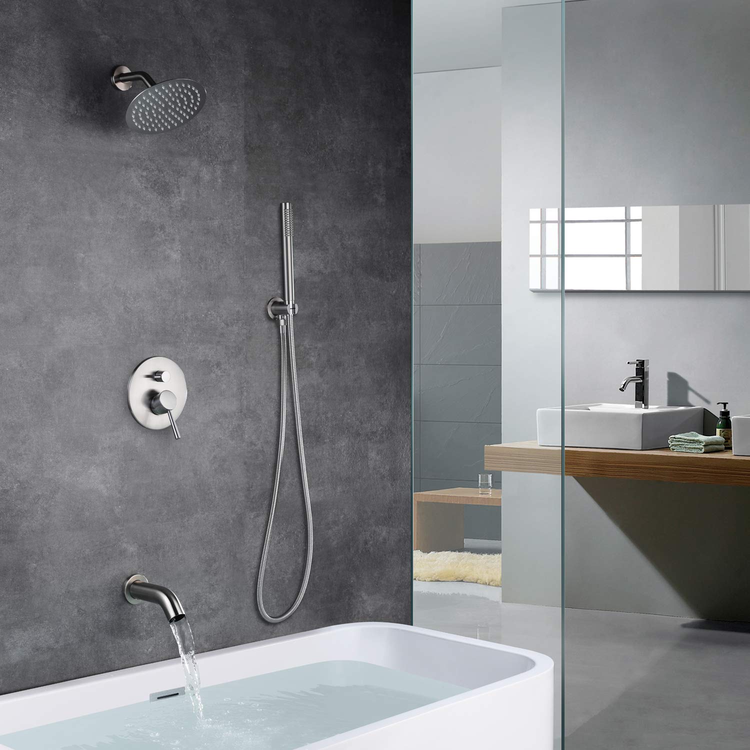 Premium Brushed Nickel Shower System with 8