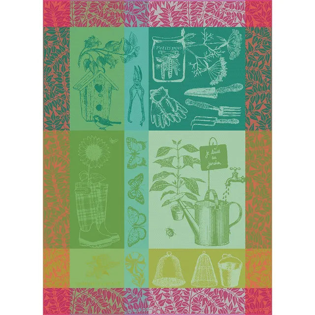 Garnier Thiebaut Mon Petit Jardin Tea Towels - Premium French Kitchen Towels for Drying Dishes, Cleaning & Decor - Perfect for Farmhouse, Cottage & French Country Style Kitchens