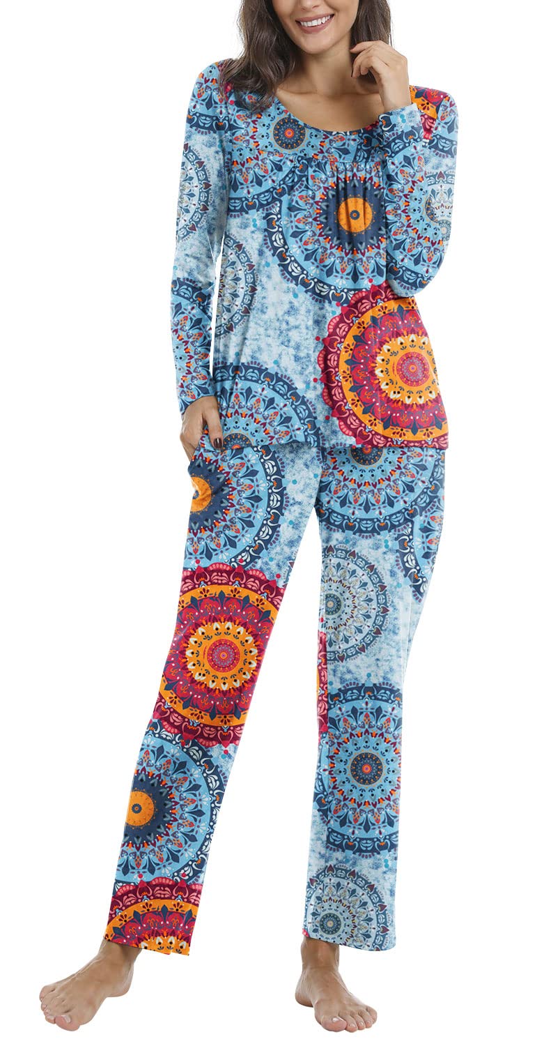 POPYOUNG Women's 2-Piece Fall Pajama Set - Soft Sleepwear & Lounge PJS with Pockets - Cozy Homewear for Relaxing, Sleeping & Lounging