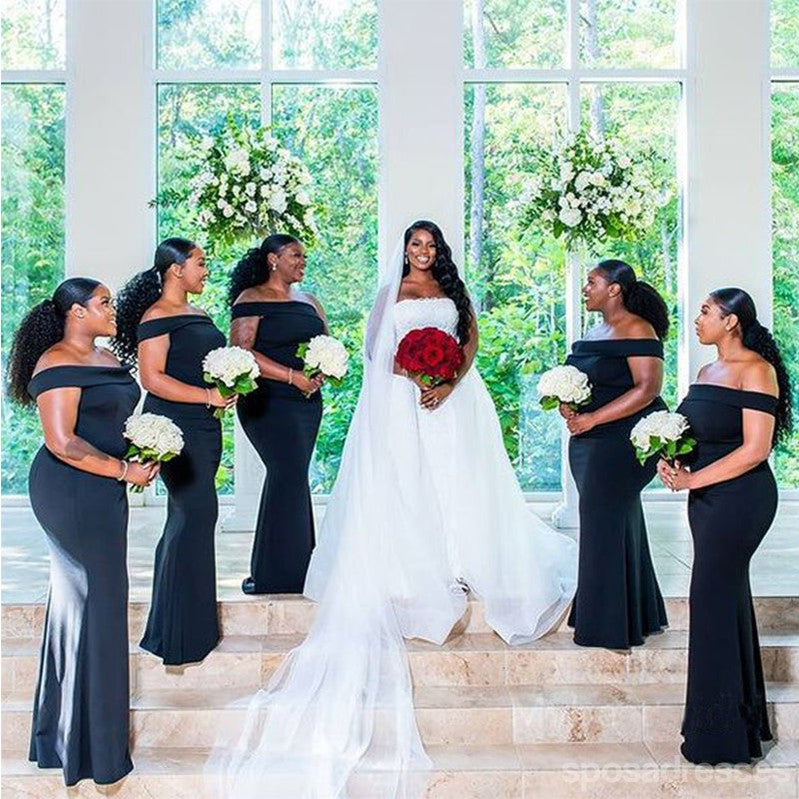 Elegant Mismatched Black Mermaid Maxi Bridesmaid Dresses for Wedding Party - WG1816 | Formal Evening Gowns for Bridal Shower, Prom & Special Occasions