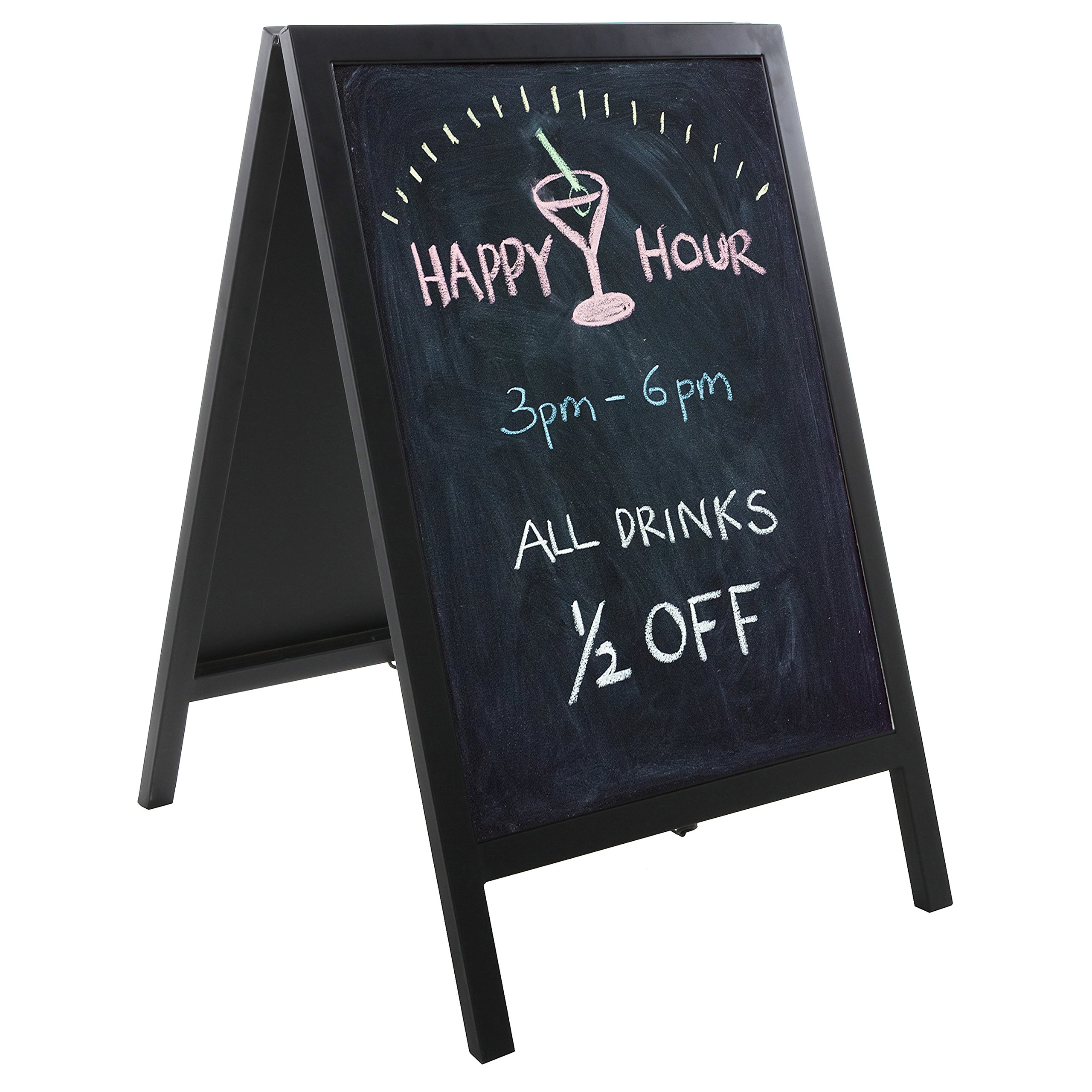 MyGift Freestanding Black Metal A-Frame Chalkboard Sign - 24x36 Inch Sidewalk Sandwich Board for Outdoor Business Advertising | Perfect for Restaurants, Cafes, Retail Stores & Events